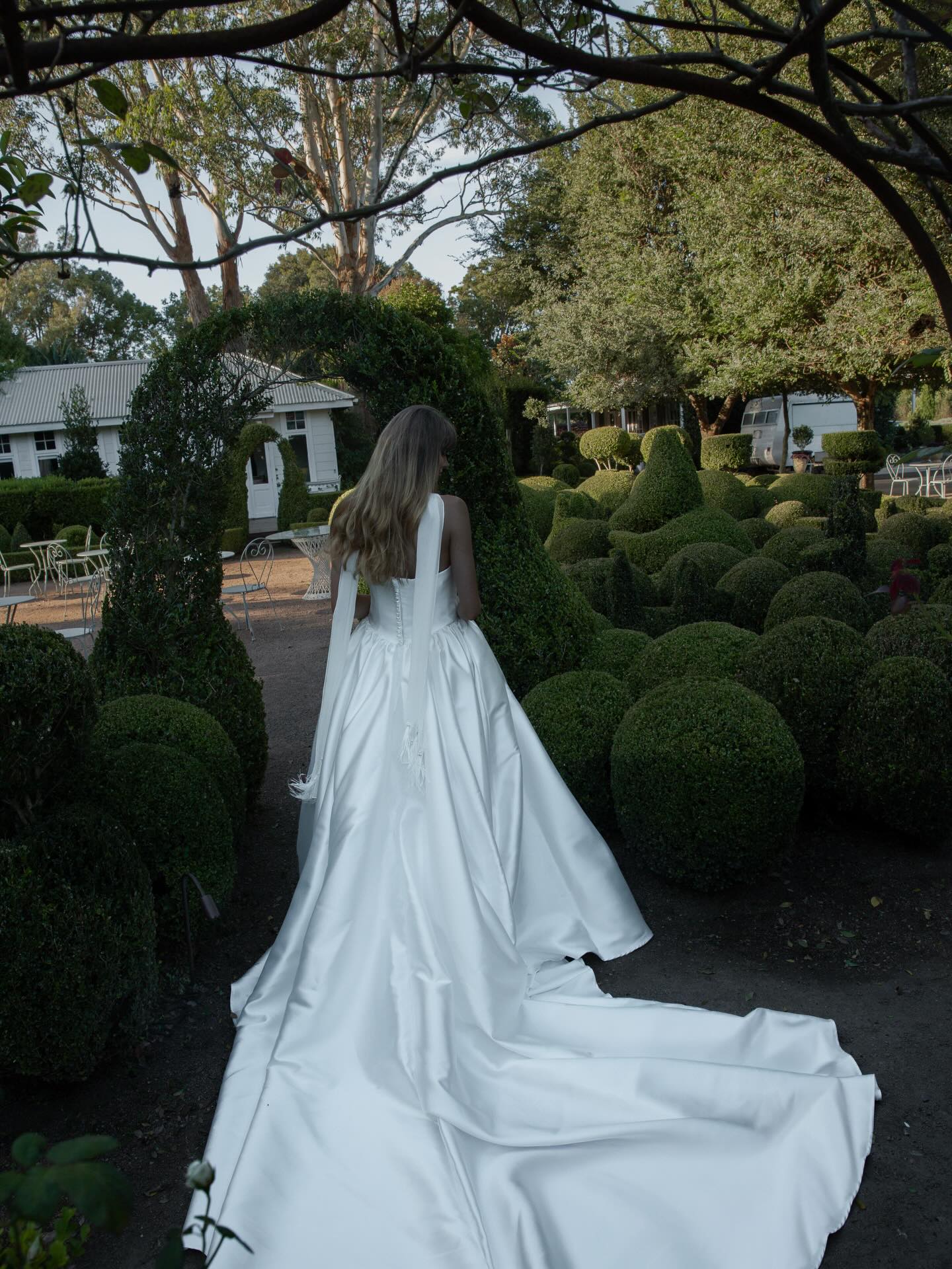 Glamorous White Strapless Covered Button Long Sweep Train Wedding Dress SW729 Sheer Fairy