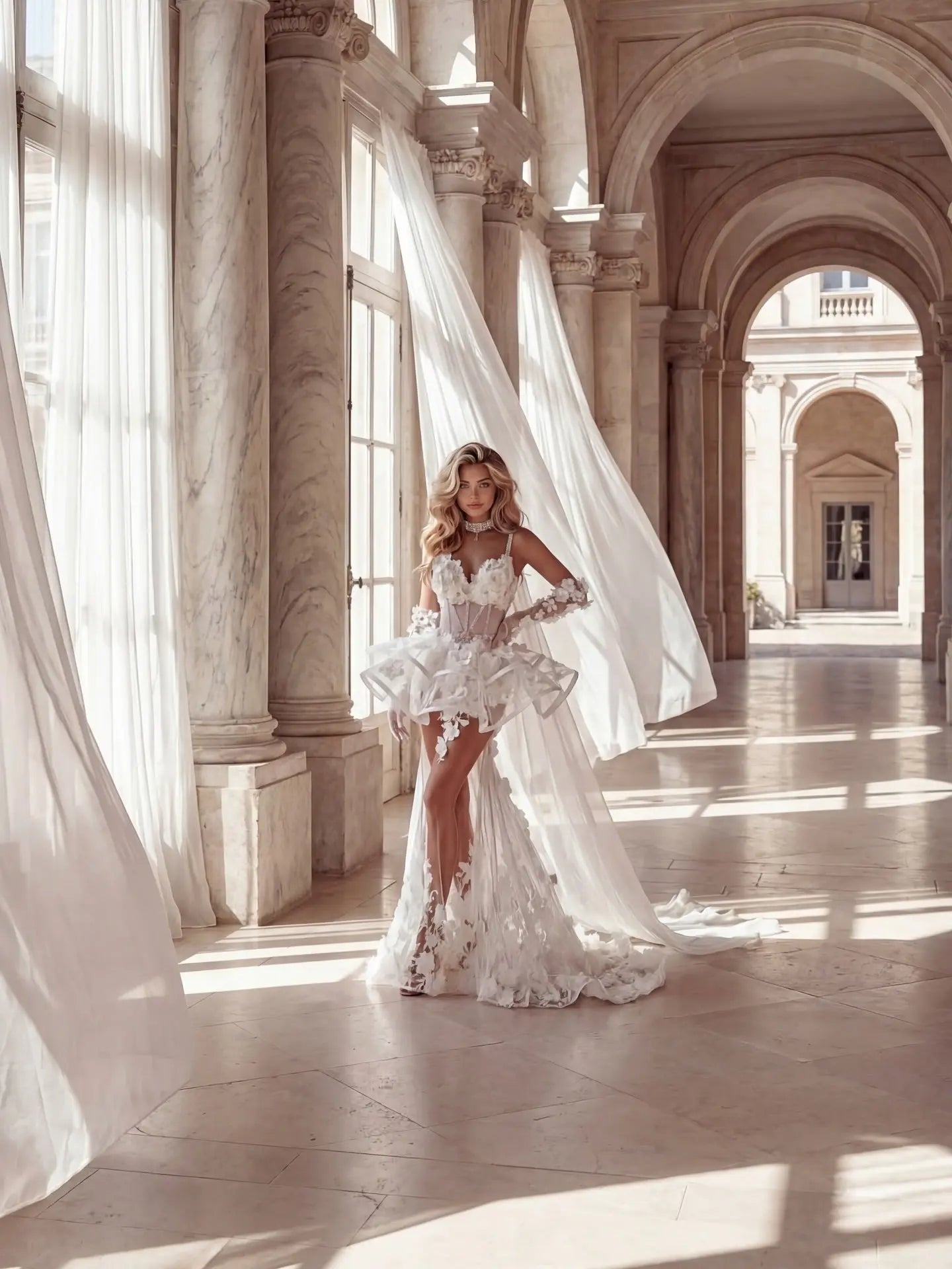 Sheer Lace Mermaid Wedding Dress with 3D Floral SW237 Sheer Fairy