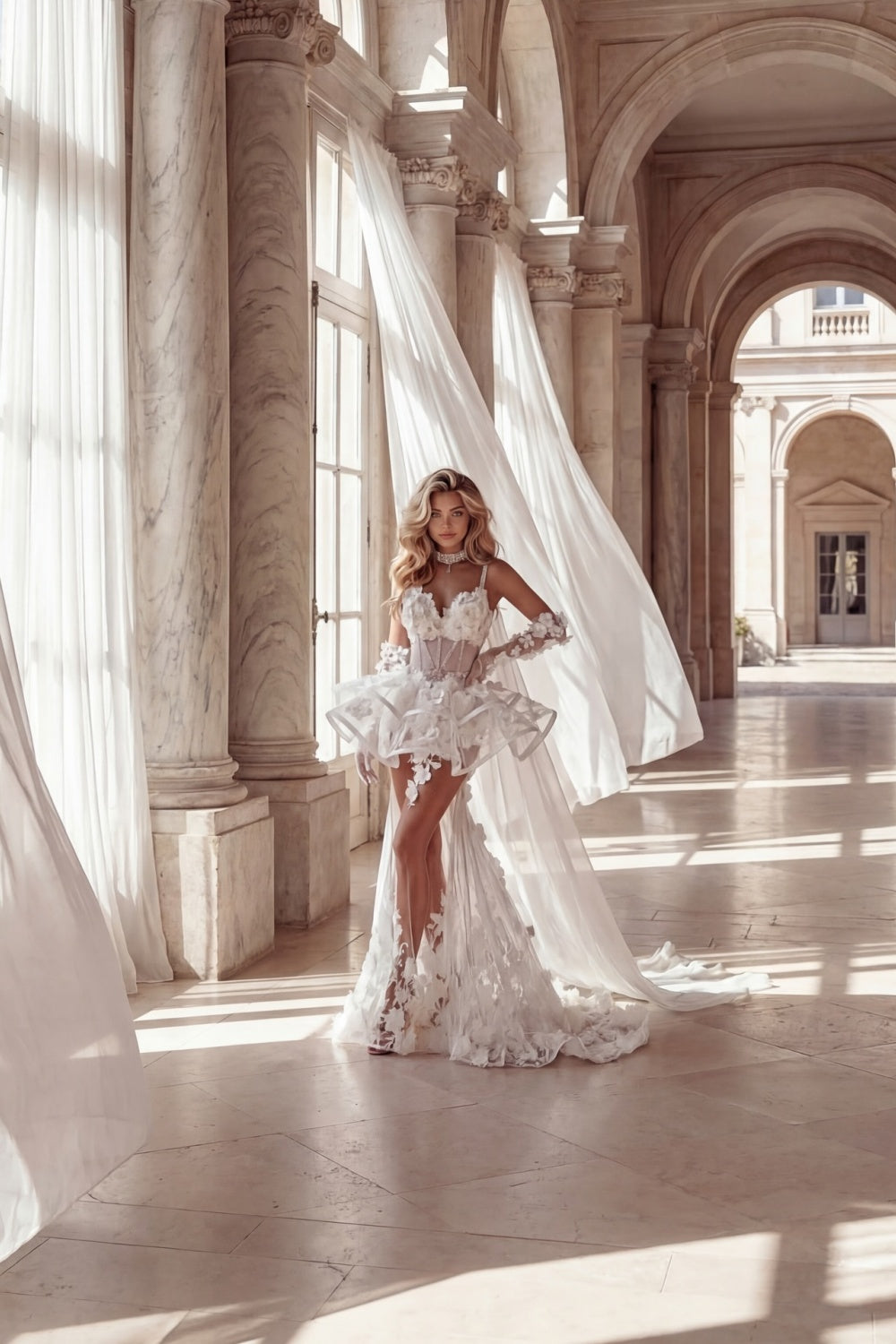 Sheer Lace Mermaid Wedding Dress with 3D Floral SW237 Sheer Fairy