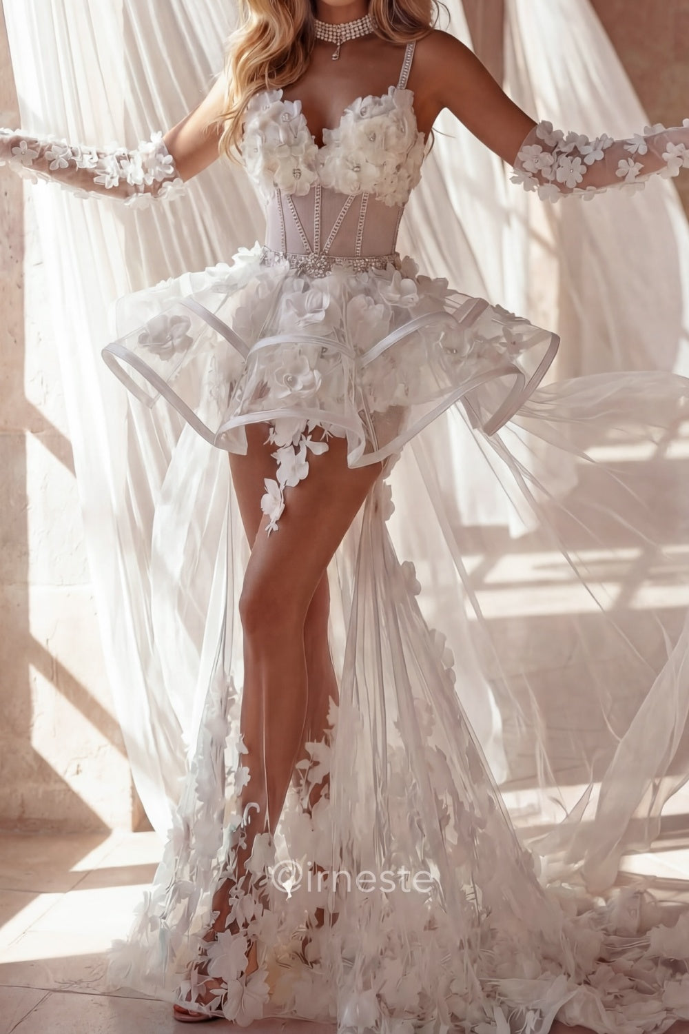 Sheer Lace Mermaid Wedding Dress with 3D Floral SW237 Sheer Fairy