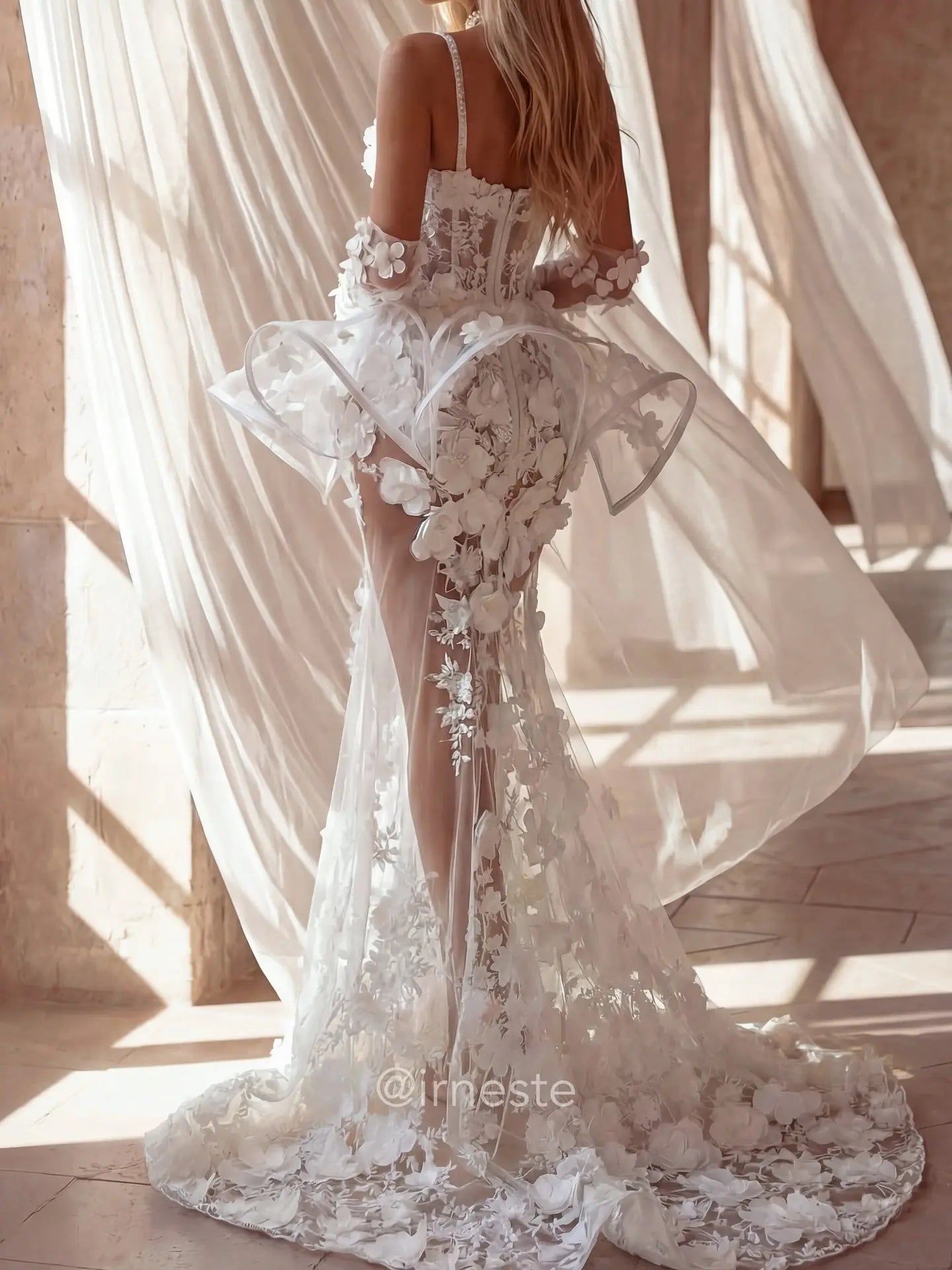 Sheer Lace Mermaid Wedding Dress with 3D Floral SW237 Sheer Fairy