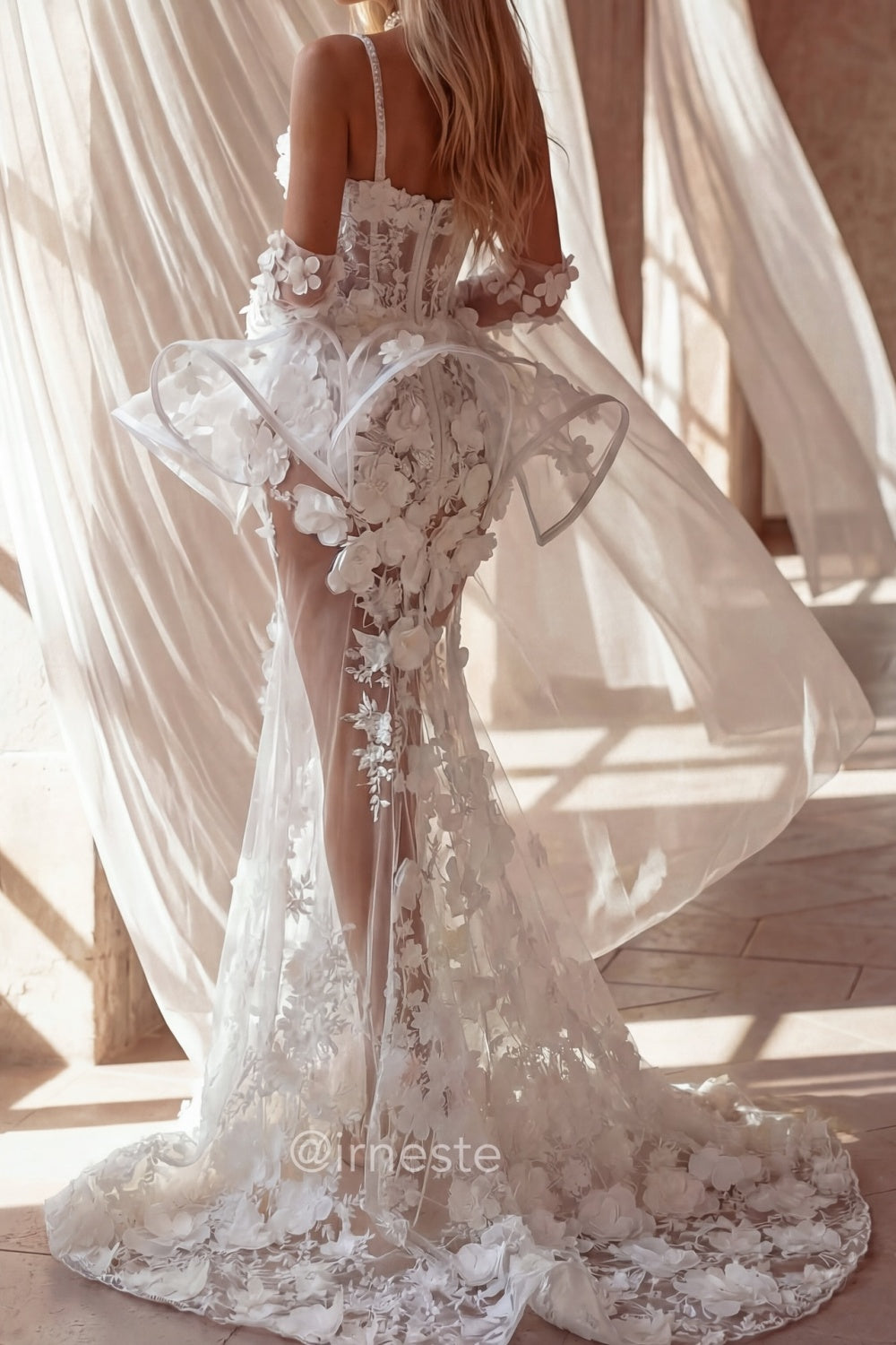 Sheer Lace Mermaid Wedding Dress with 3D Floral SW237 Sheer Fairy