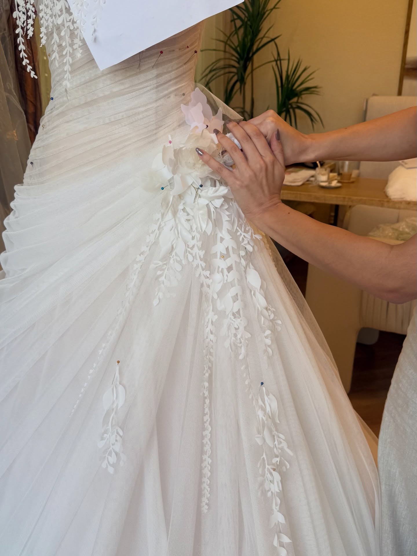 Strapless Draped Tulle A-Line Wedding Dress with 3D Florals & Veil SW232 Sheer Fairy