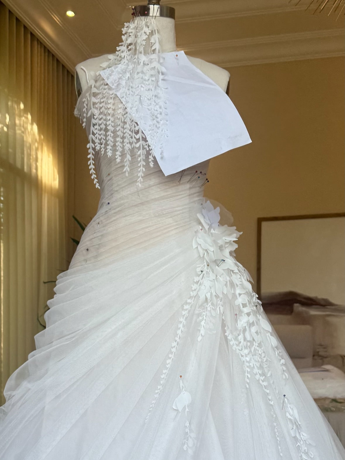 Strapless Draped Tulle A-Line Wedding Dress with 3D Florals & Veil SW232 Sheer Fairy