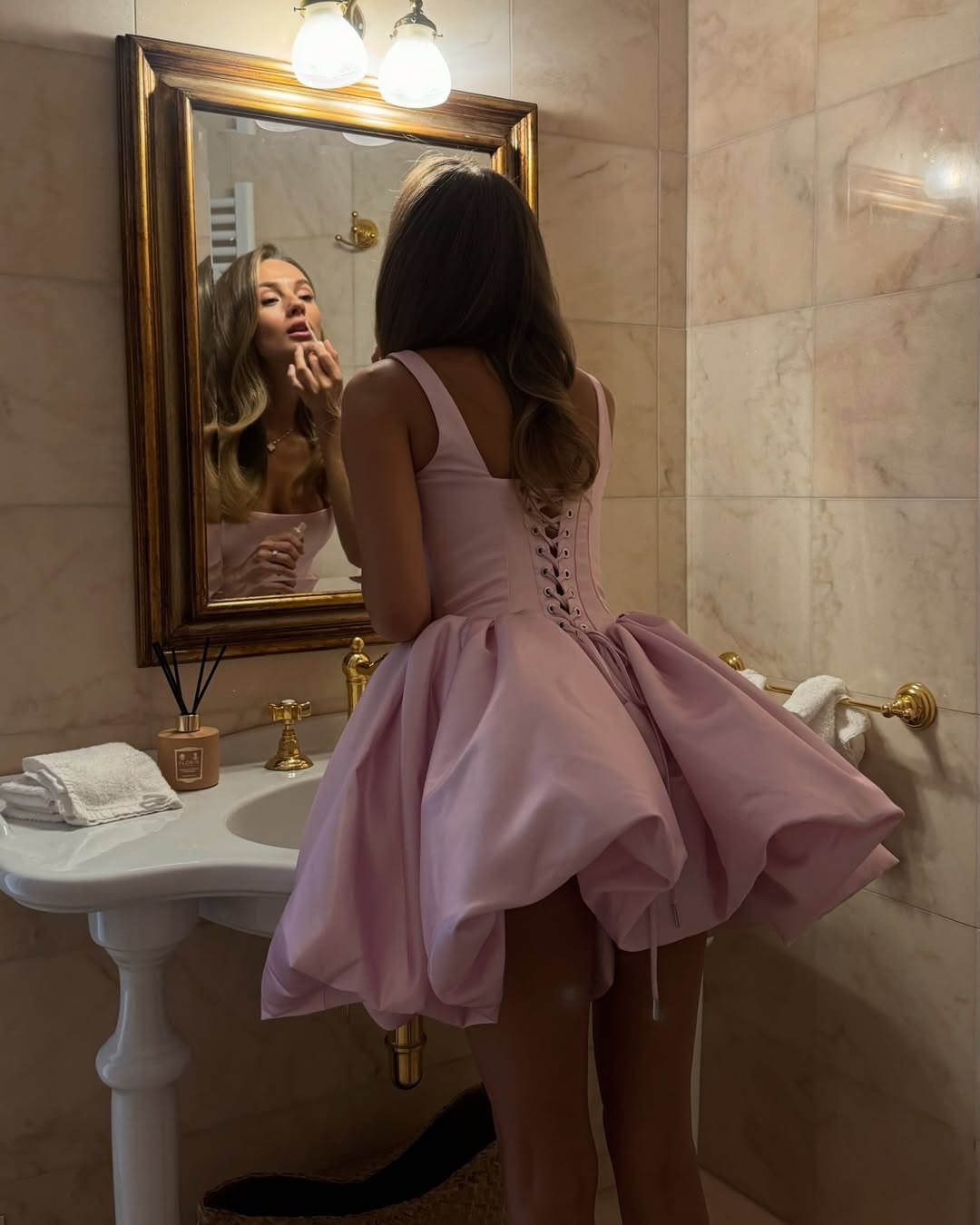 Pink Off-Shoulder Satin Mini Short Homecoming Dress RM202 Sheer Fairy