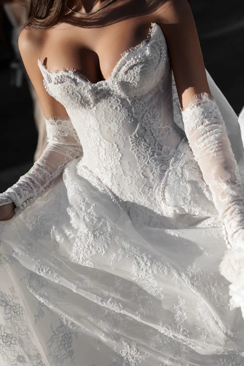 Fairy Tale Sweetheart Lace Ball Gown Wedding Dress SW593 Sheer Fairy