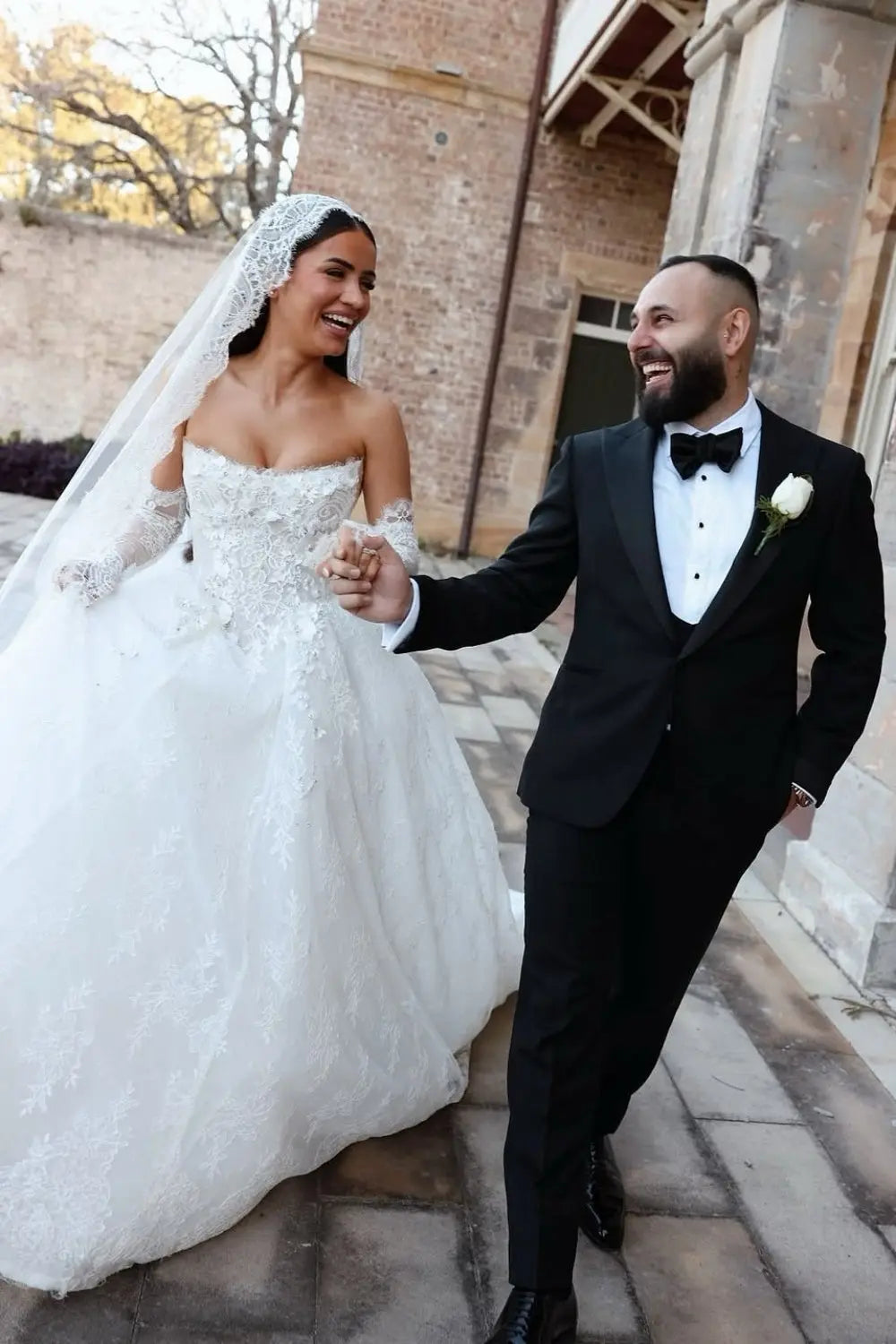 Modern Romantic Strapless Lace Ball Gown Wedding Dress SW594 Sheer Fairy