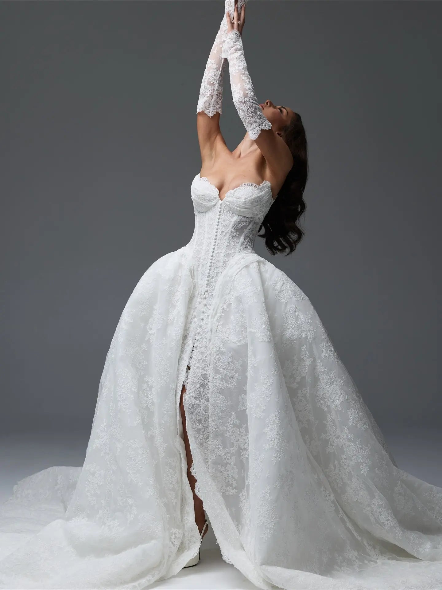 Corset Bridal Off-the-Shoulder Lace Ball Gown Wedding Dress SW588 Sheer Fairy