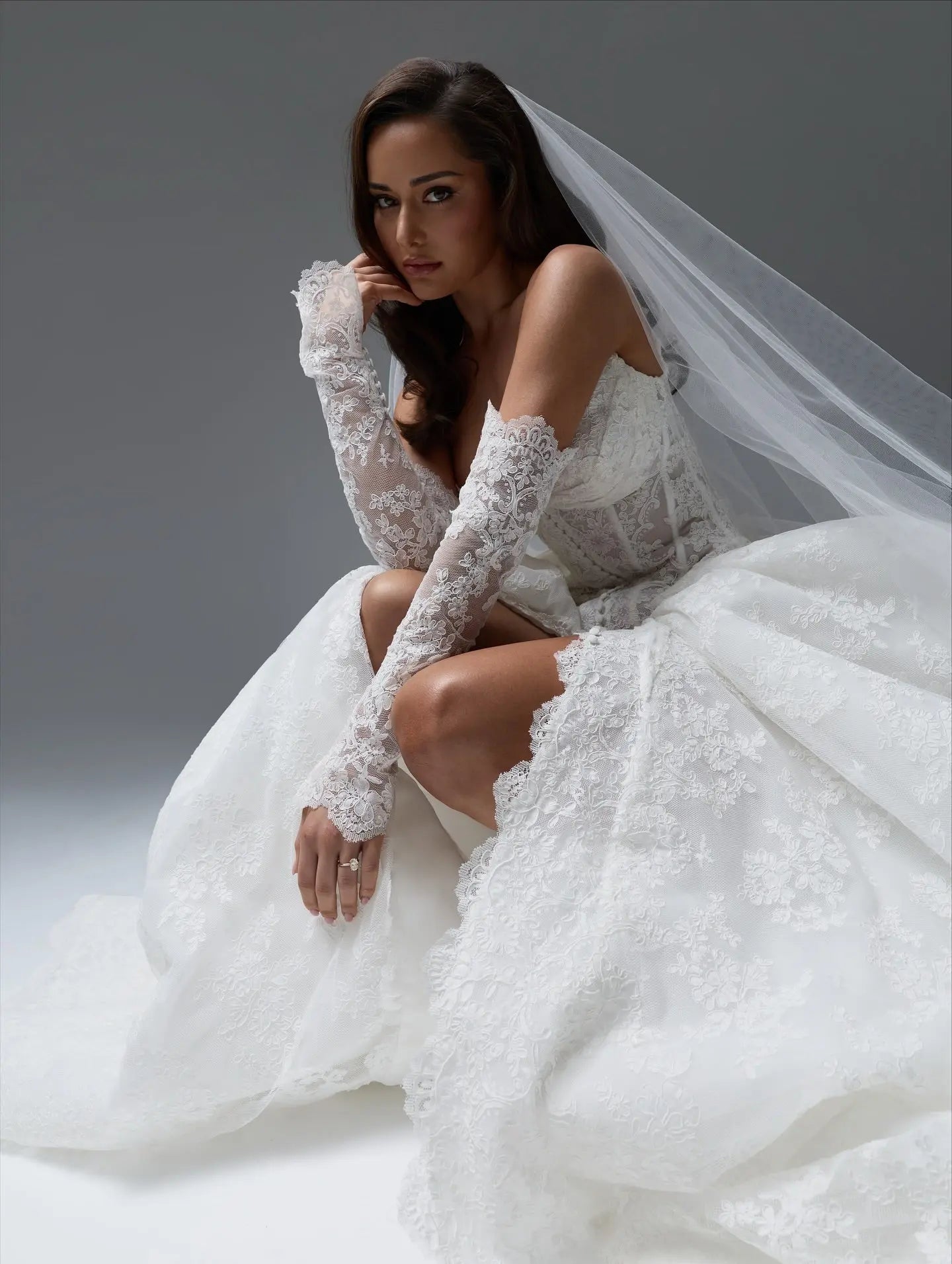 Corset Bridal Off-the-Shoulder Lace Ball Gown Wedding Dress SW588 Sheer Fairy