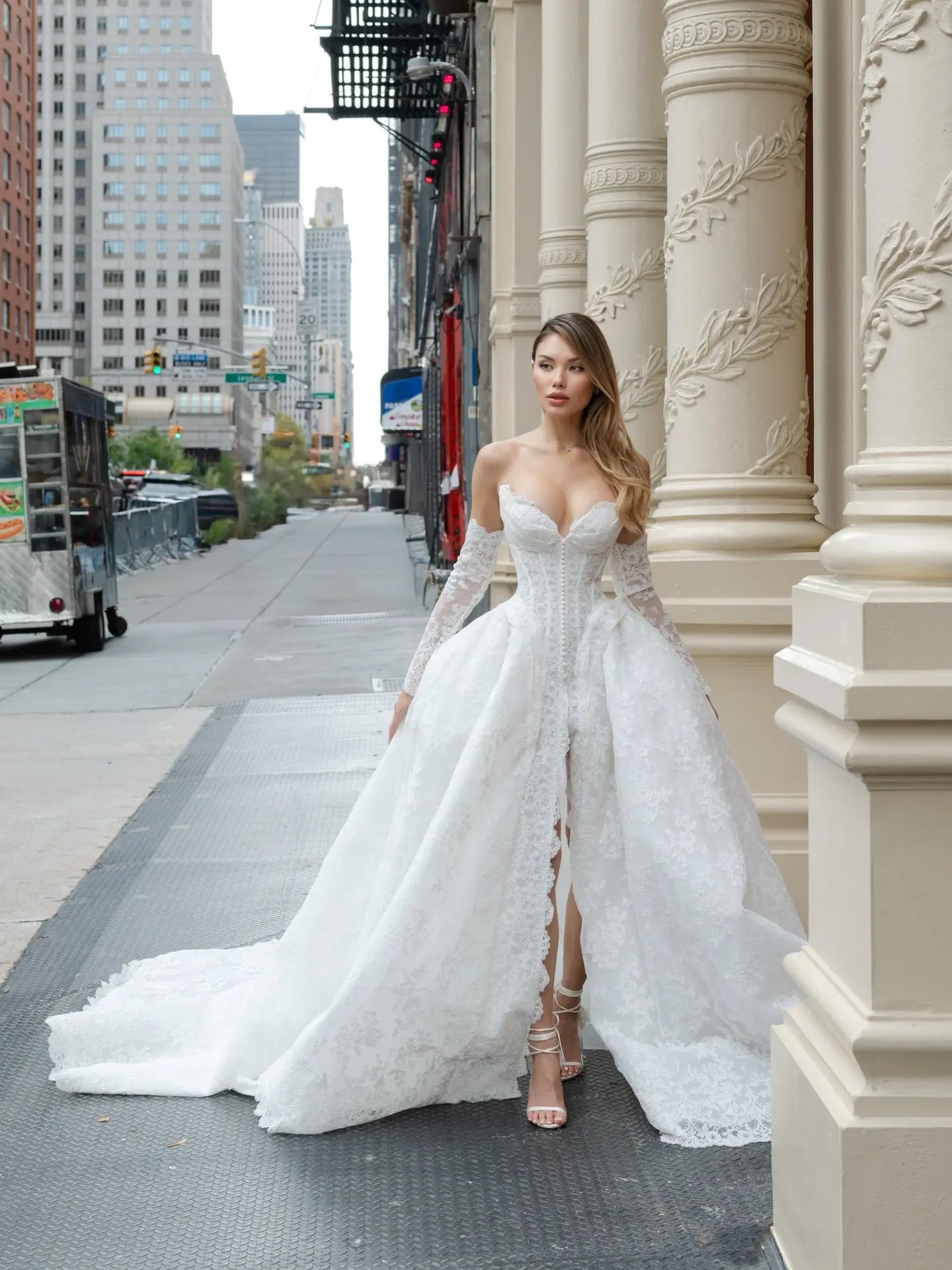 Corset Bridal Off-the-Shoulder Lace Ball Gown Wedding Dress SW588 Sheer Fairy