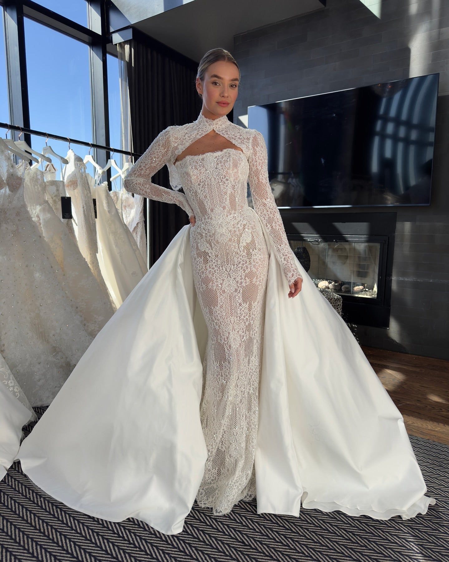 Strapless Lace Mermaid Wedding Dress with Detachable Overskirt SW226 Sheer Fairy