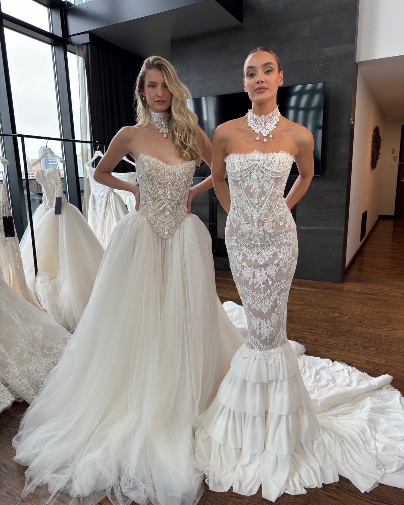 Strapless Lace Mermaid Wedding Dress with Ruffled Chiffon Train SW223 Sheer Fairy
