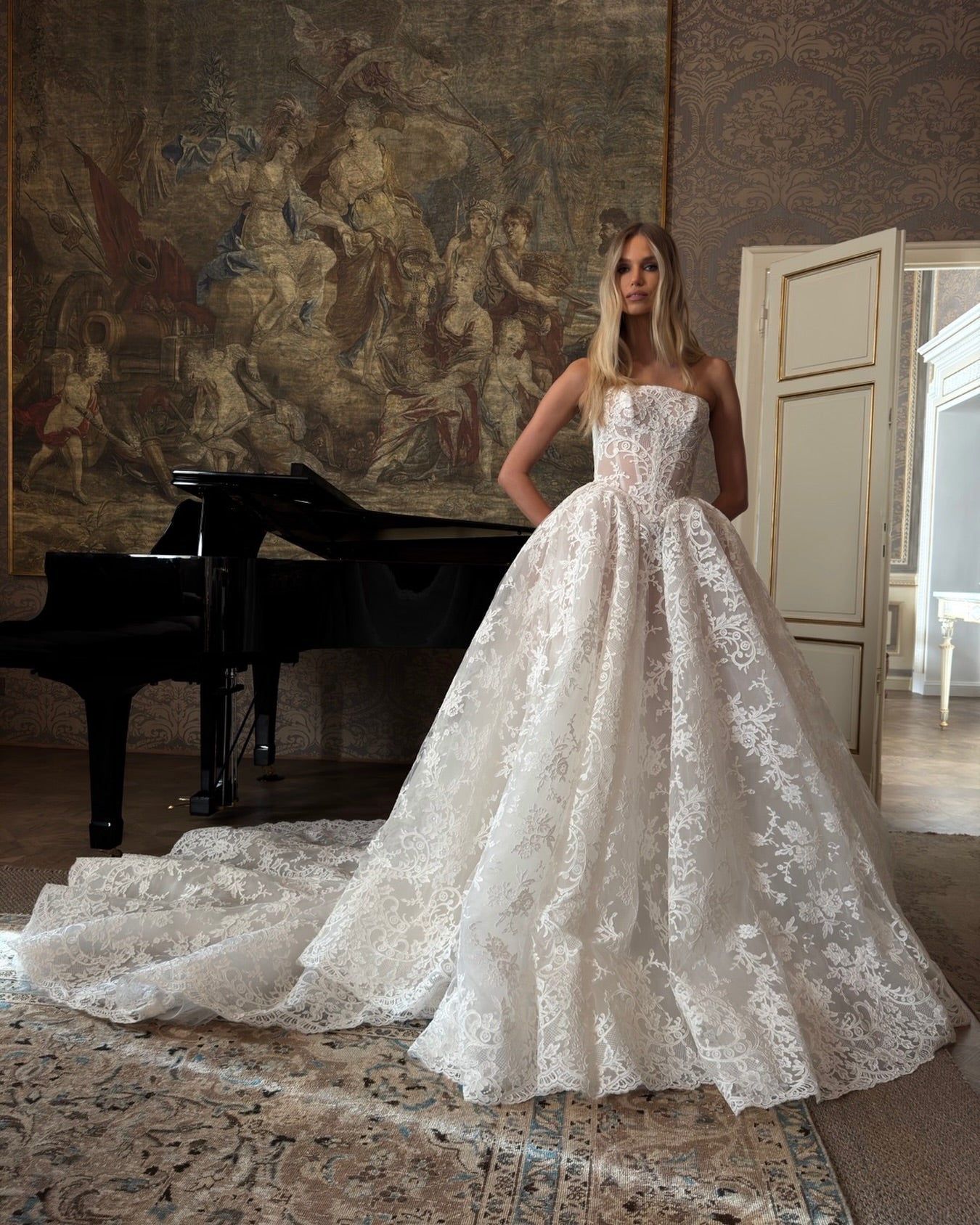 Sheer Illusion Bodice Floral Lace Princess Wedding Bridal Gown with Veil  SW212 Sheer Fairy