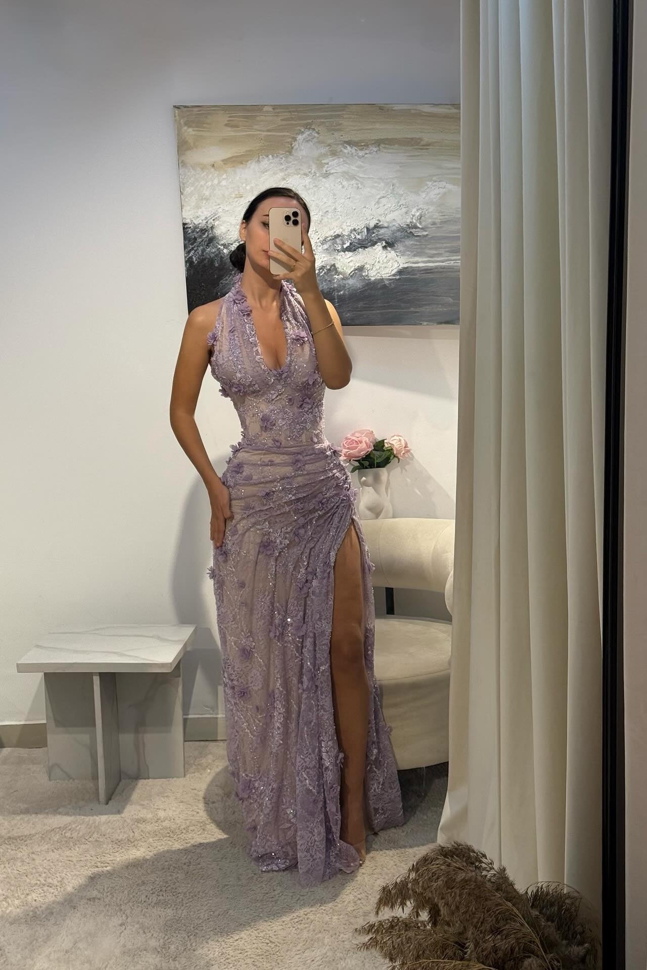 Metallic Sheath Deep V-Neck Prom Dress SH551 Sheer Fairy