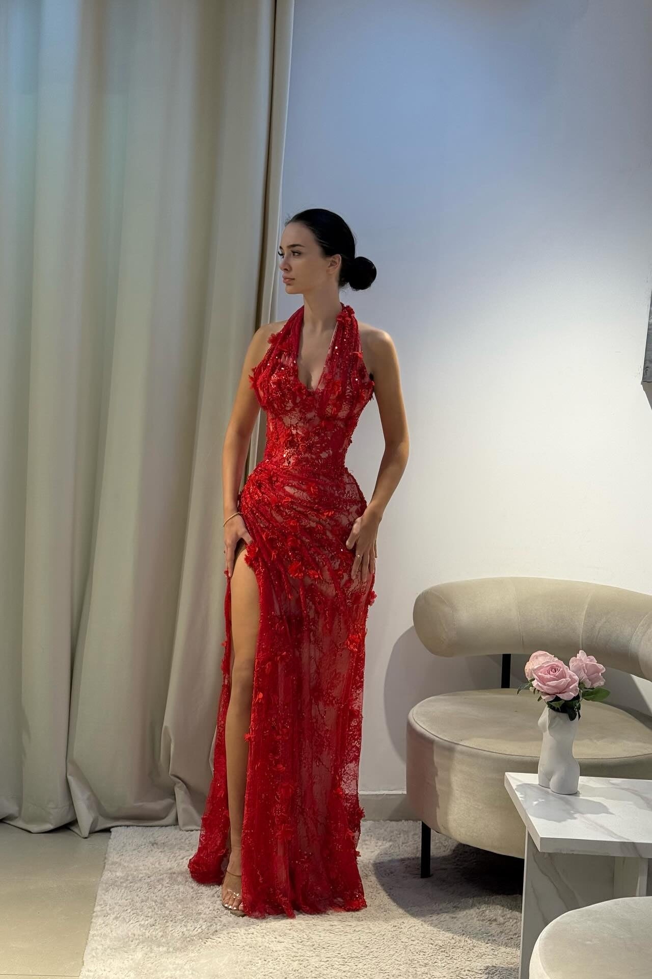 Metallic Sheath Deep V-Neck Prom Dress SH551 Sheer Fairy