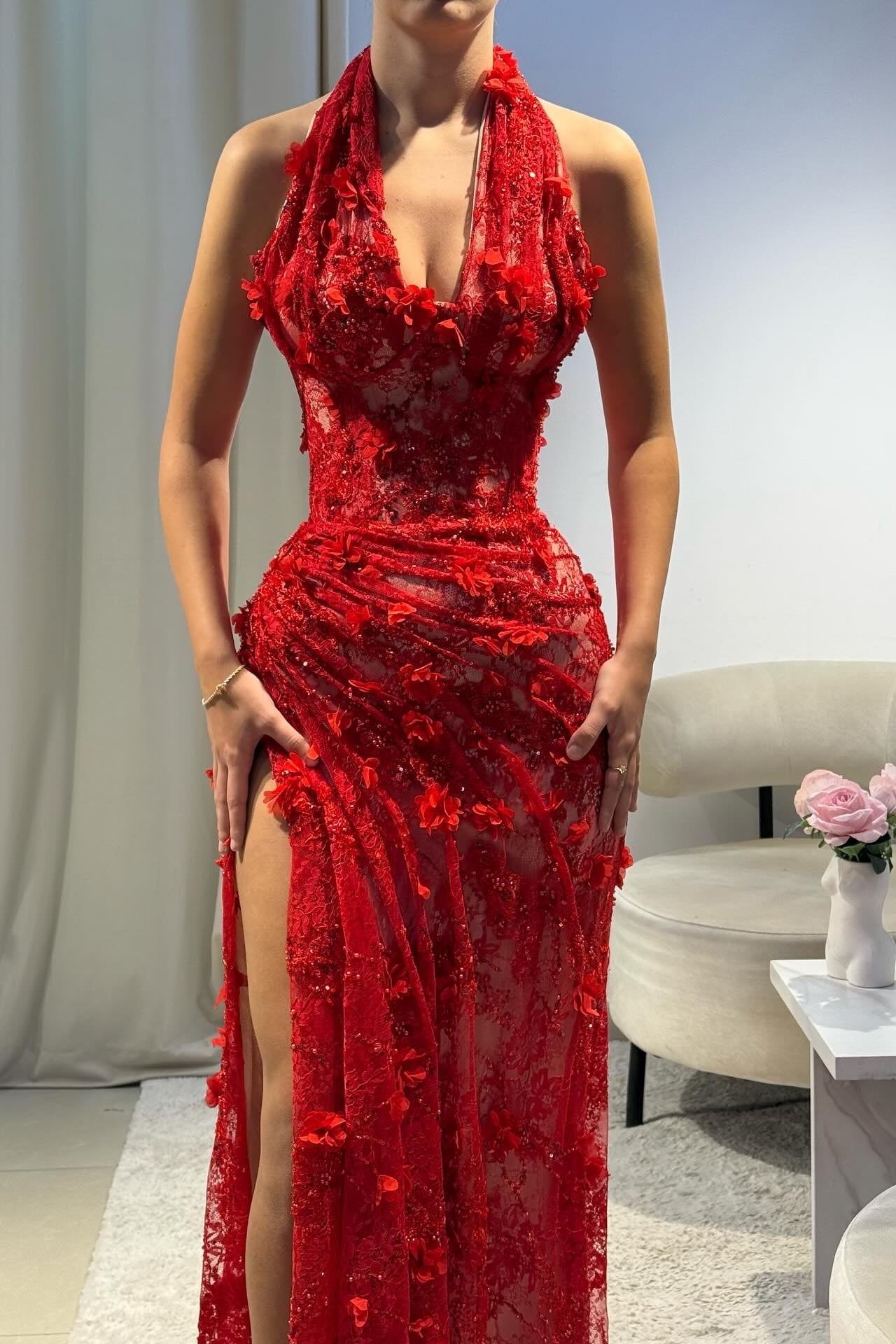 Metallic Sheath Deep V-Neck Prom Dress SH551 Sheer Fairy