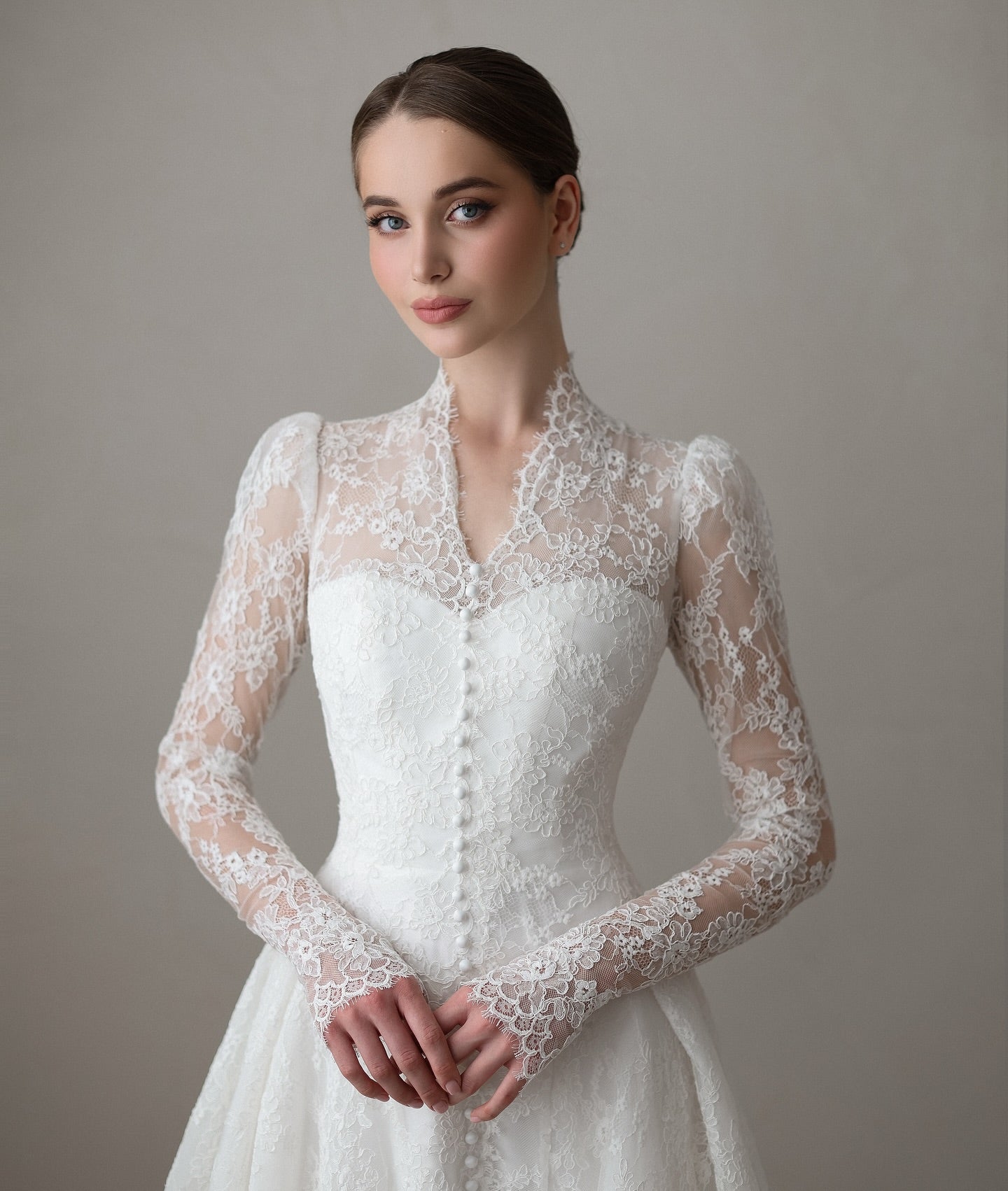 Modest Lace Wedding Dress with Long Sleeves SW272 Sheer Fairy