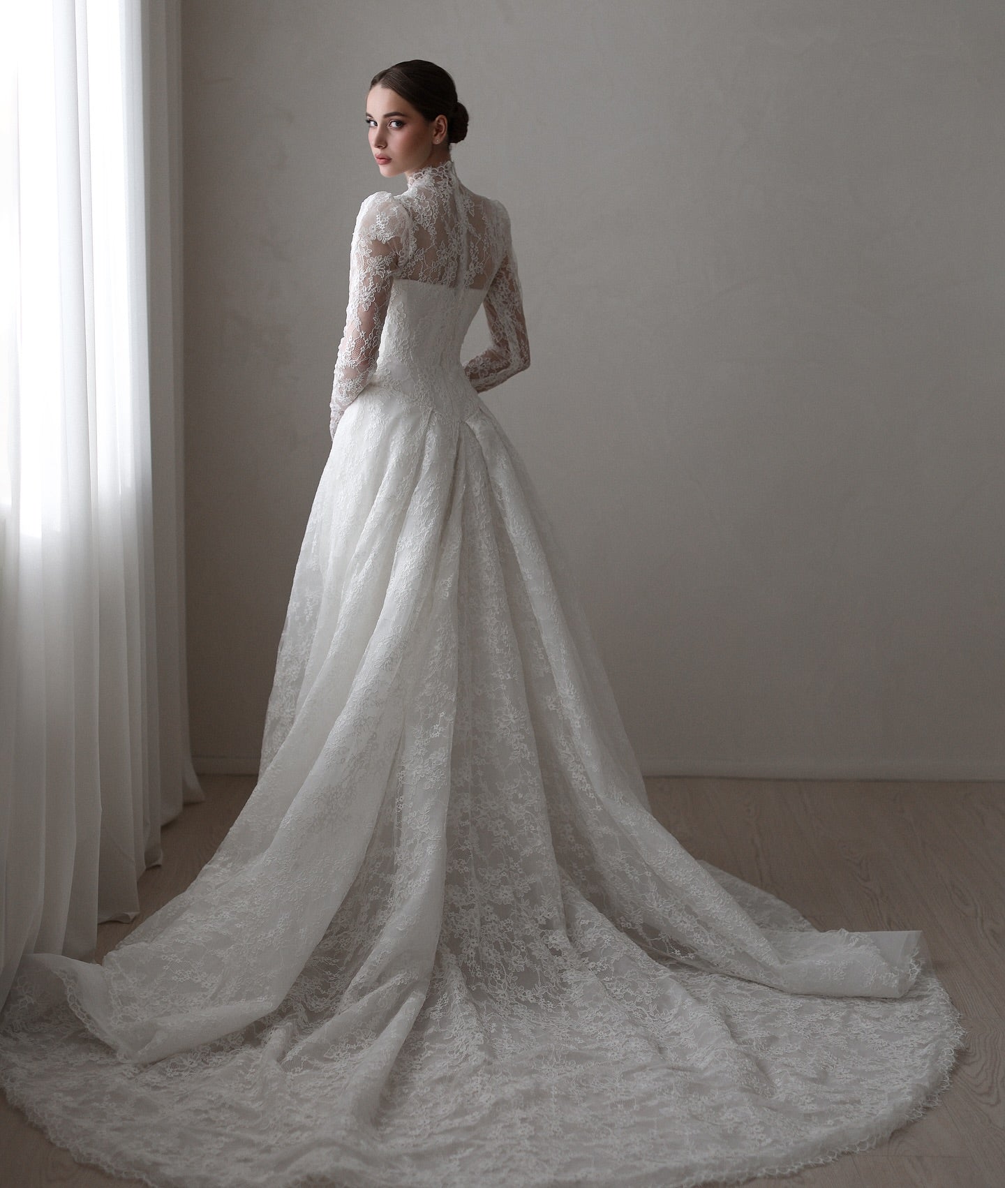 Modest Lace Wedding Dress with Long Sleeves SW272 Sheer Fairy