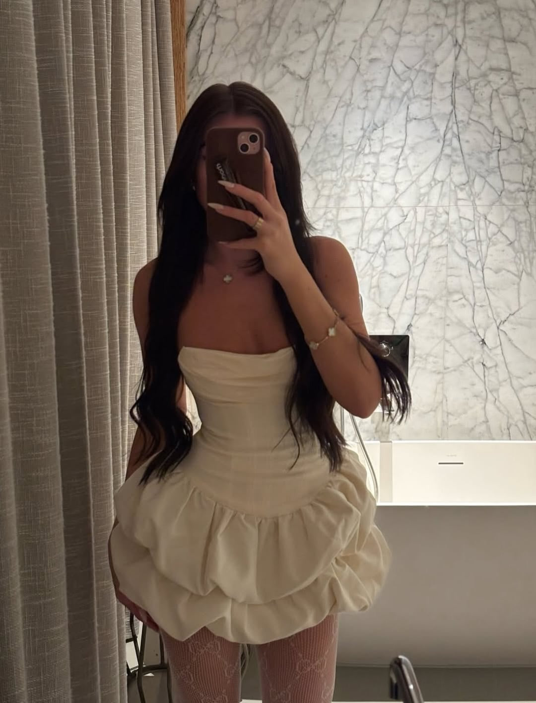 Dreamy Ivory Simple Ruched Square Neck Bubble Skirt Homecoming Dress RM227 Sheer Fairy