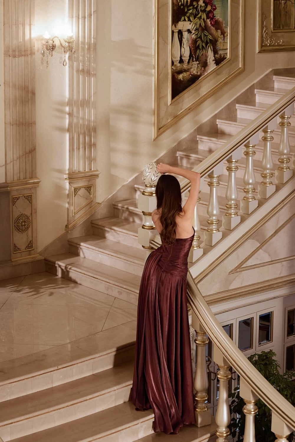 Burgundy Shimmer Satin Strapless Off Shoulder A-Line Evening Dress SF175 Sheer Fairy