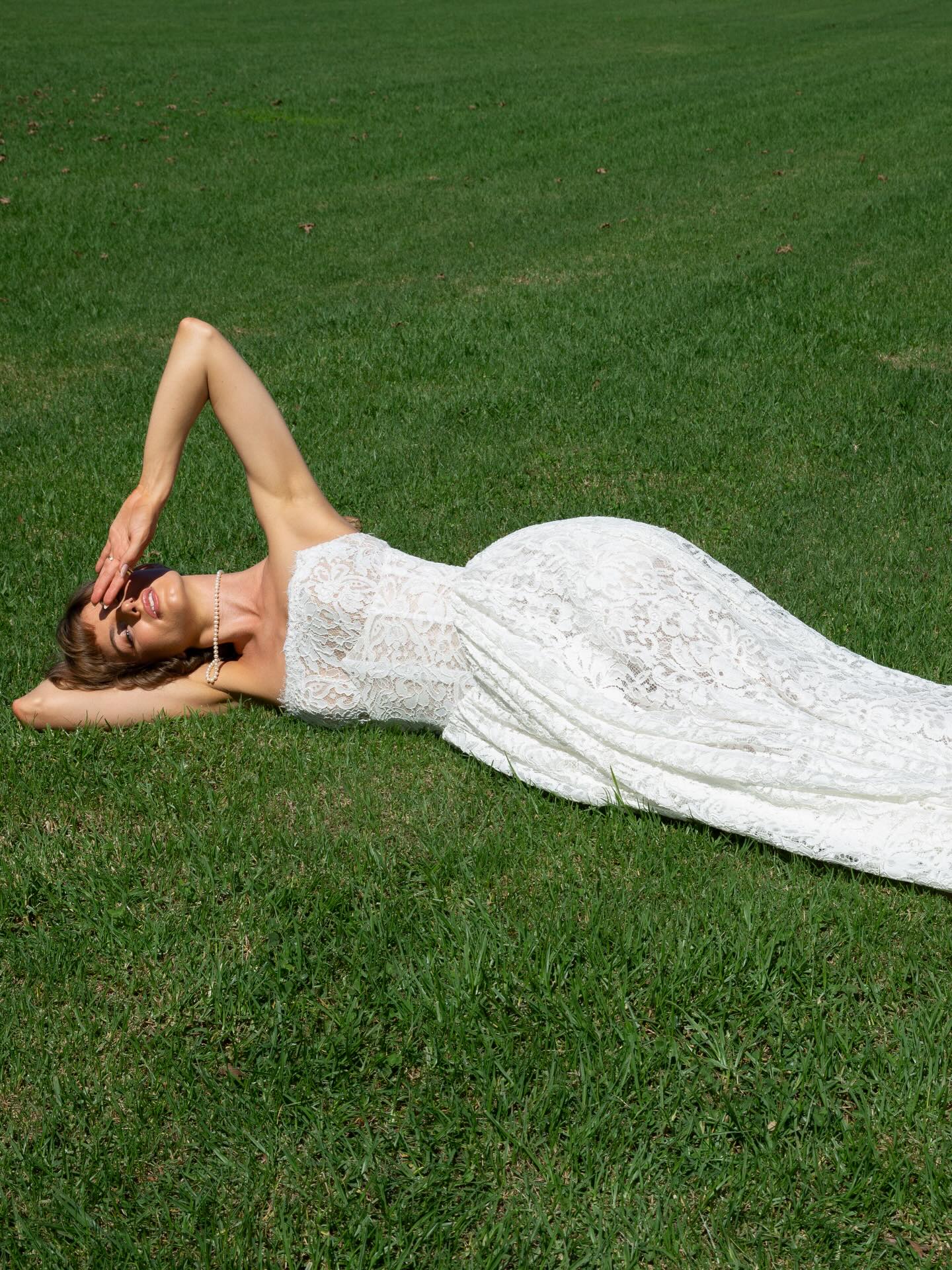Glamorous Off White All Over Lace Strapless Floor Sweep Train Wedding Dress SW727 Sheer Fairy