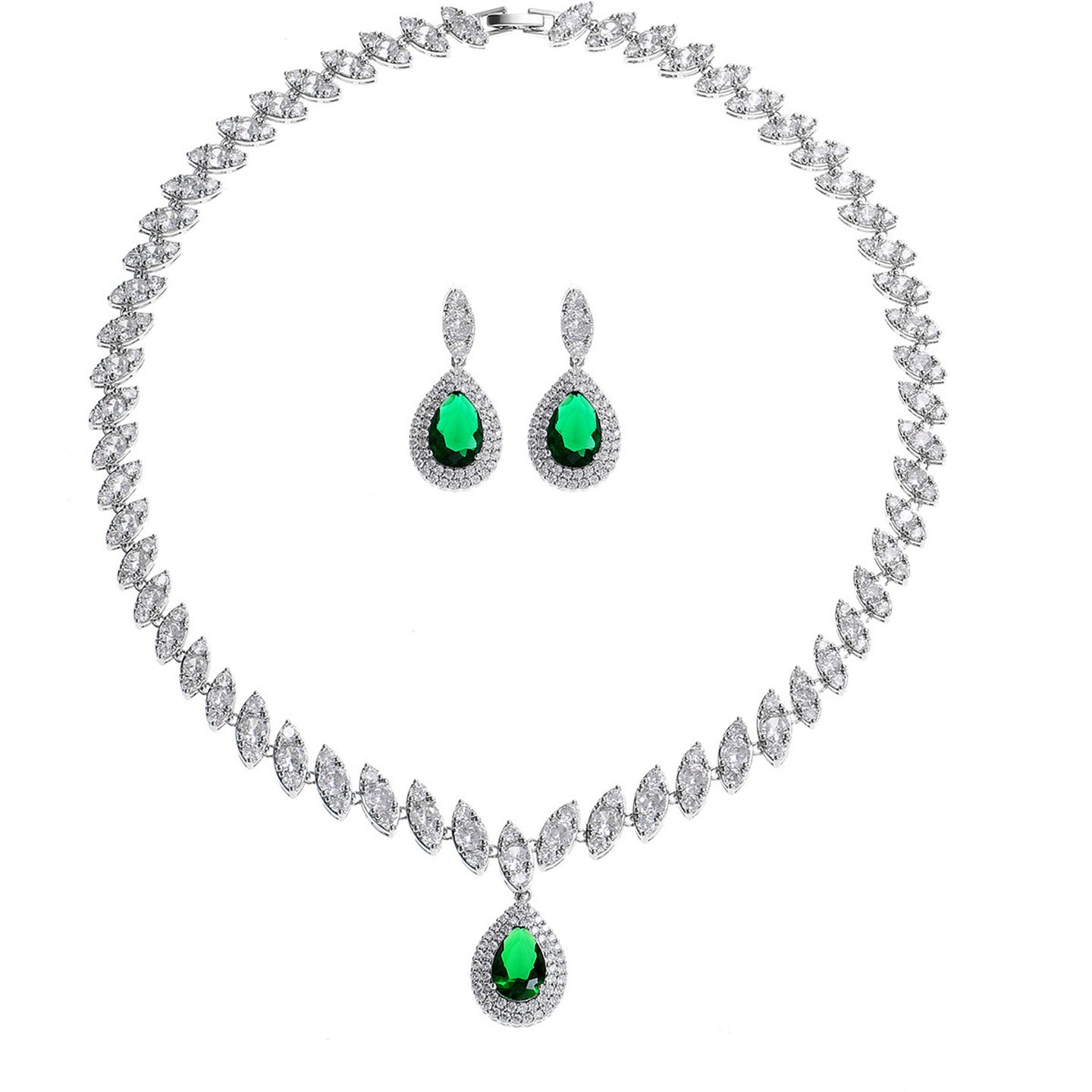 Luxury Teardrop Necklace Earrings Jewelry JW001