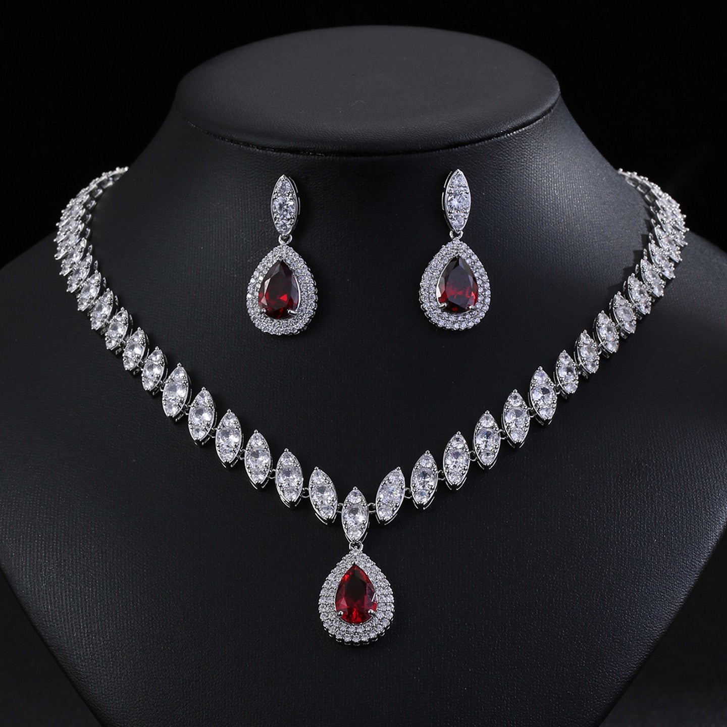 Luxury Teardrop Necklace Earrings Jewelry JW001