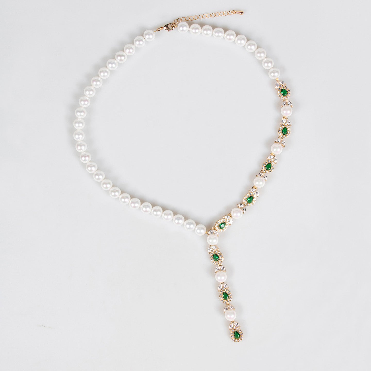 Luxury Pearl Necklace Earrings Diamond Jewelry JW007