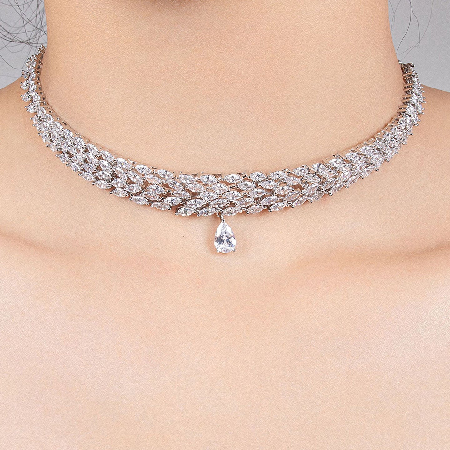 Elegant Beauty Zircon Pull Necklace Jewelry JW009