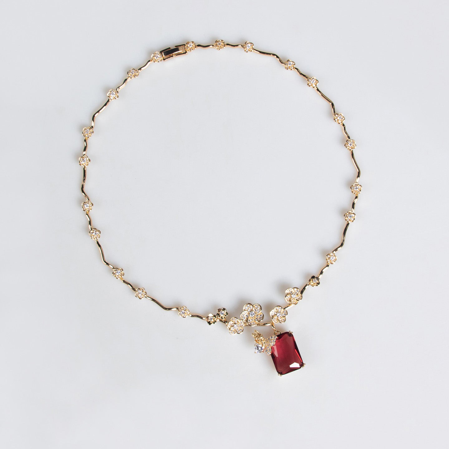 Simple and Versatile Ruby Necklace Earring Set JW010