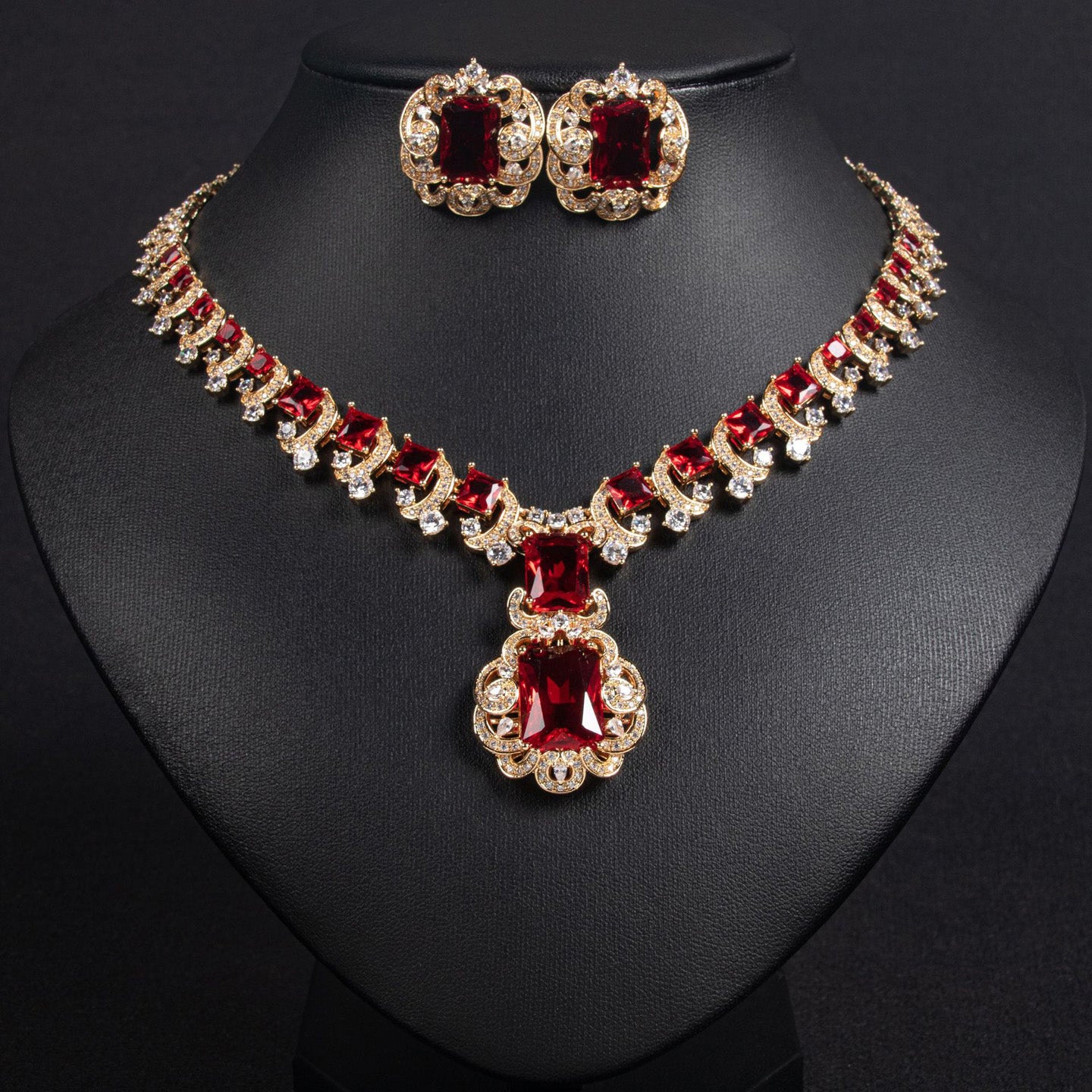 Gorgeous Vintage Zircon Necklace Set JW012