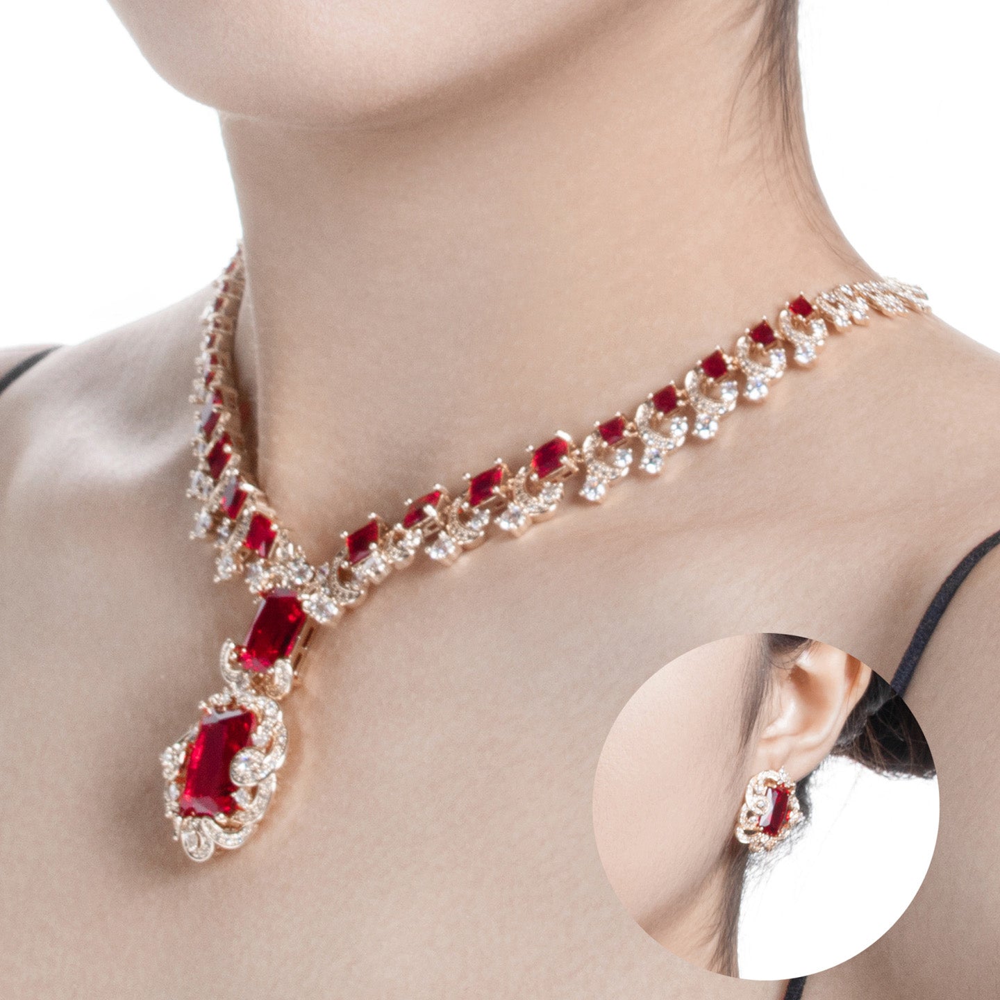 Gorgeous Vintage Zircon Necklace Set JW012