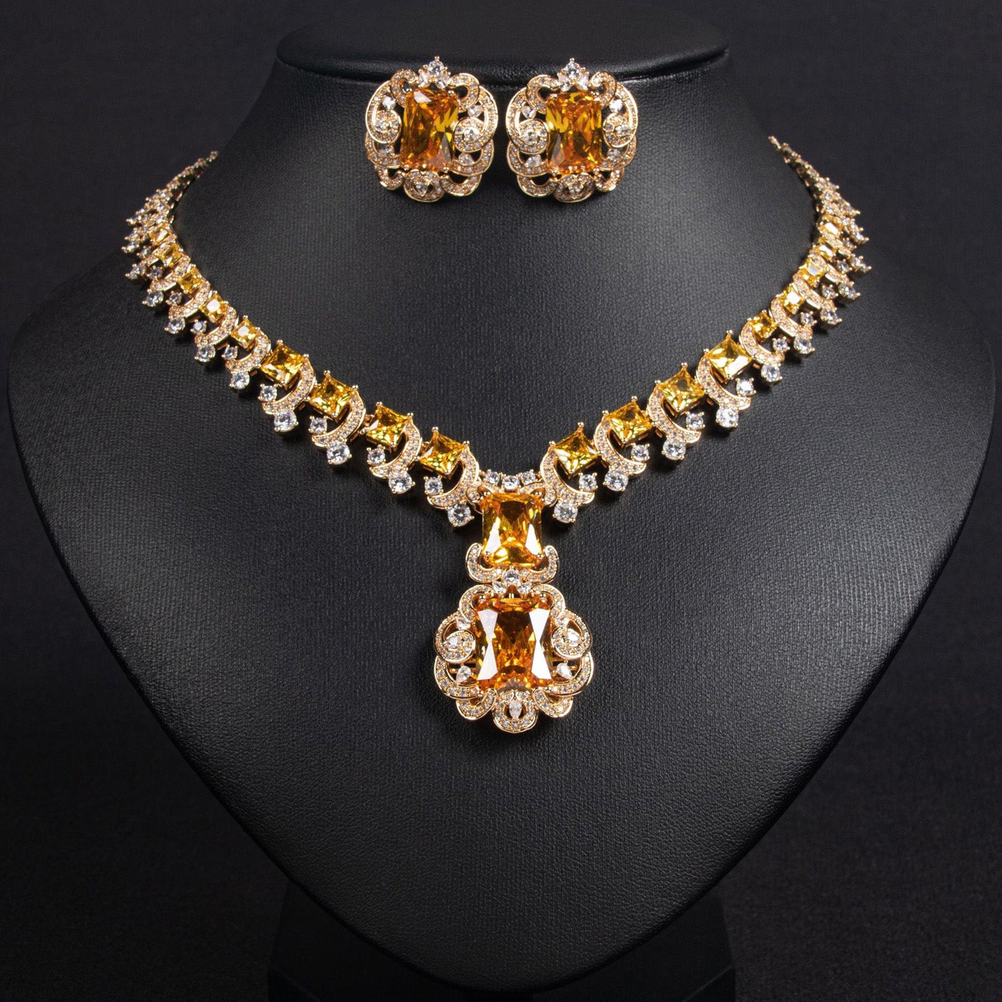 Gorgeous Vintage Zircon Necklace Set JW012