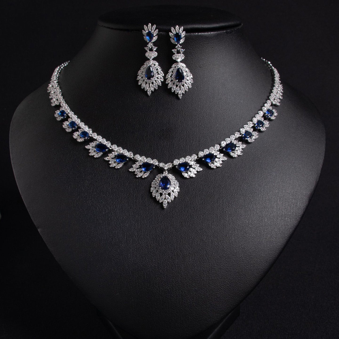 Sapphire & Crystal Statement Jewelry Set JW018