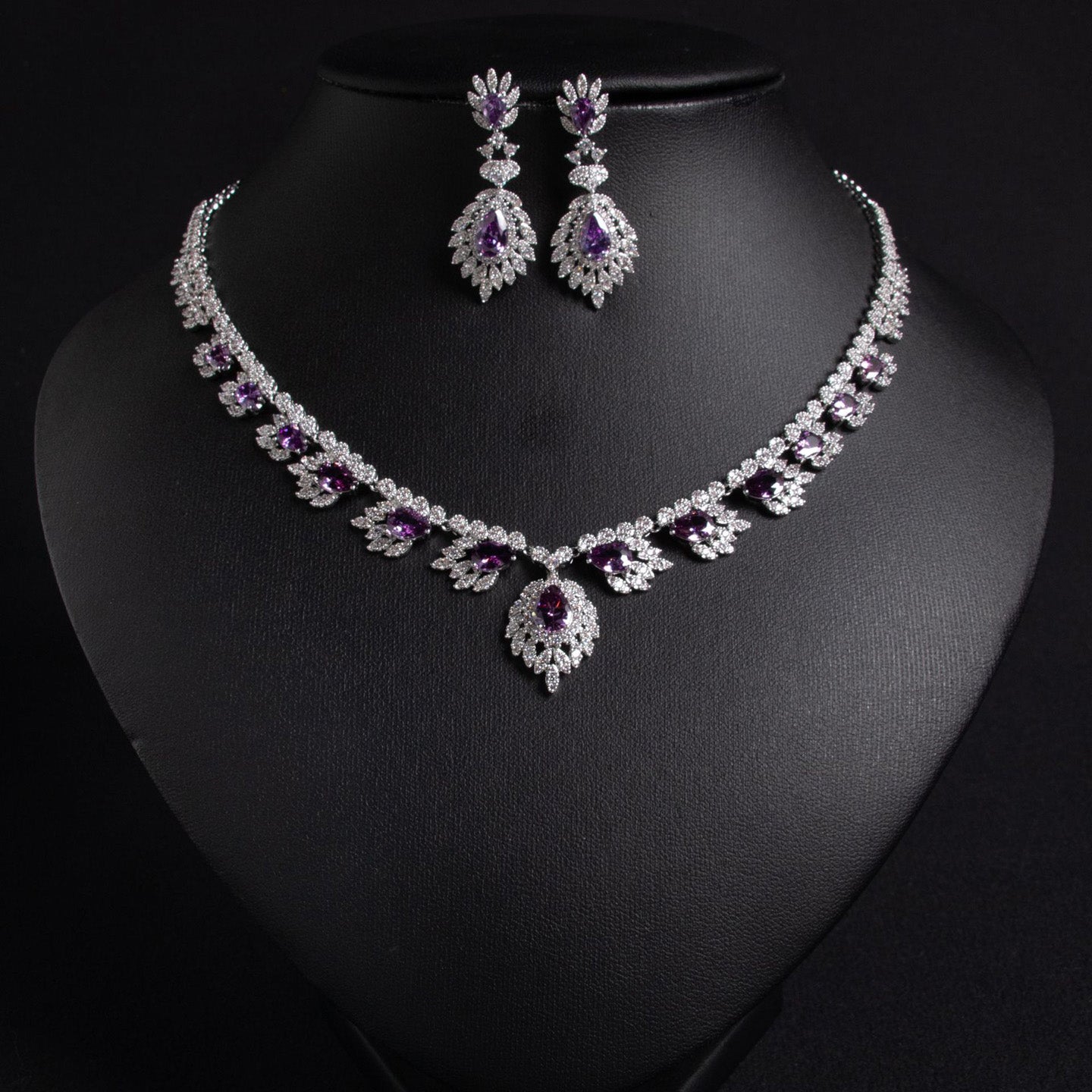 Sapphire & Crystal Statement Jewelry Set JW018