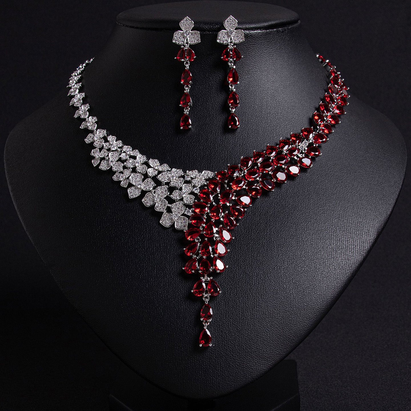 Sapphire & Crystal Ombre Statement Jewelry Set JW020