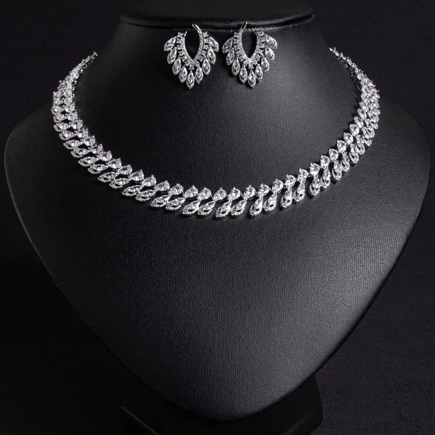 Ruby & Crystal Statement Necklace and Earring Set JW026 Sheer Fairy