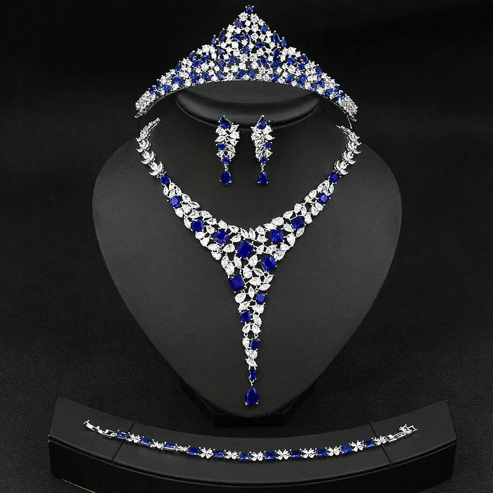 Red Crystal Bridal Jewelry 4-Piece Set JW032 Sheer Fairy