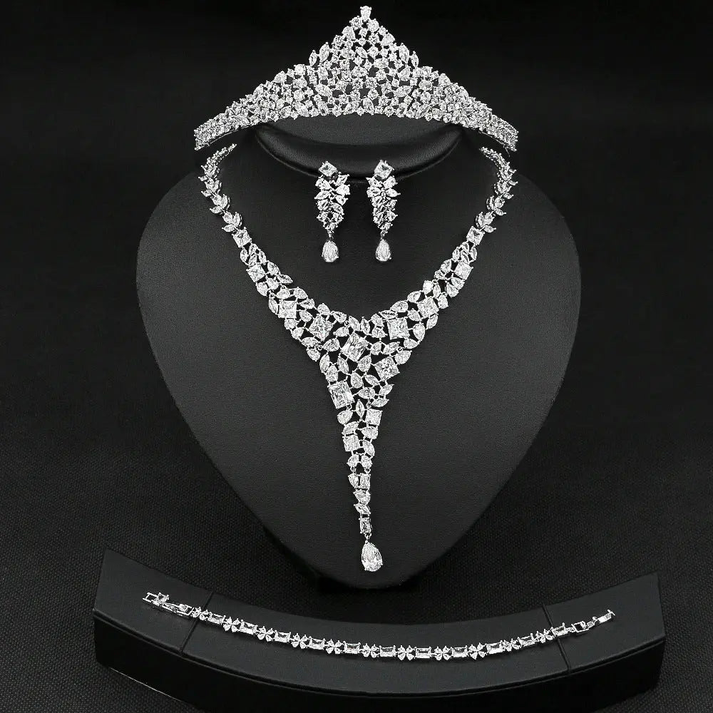 Red Crystal Bridal Jewelry 4-Piece Set JW032 Sheer Fairy