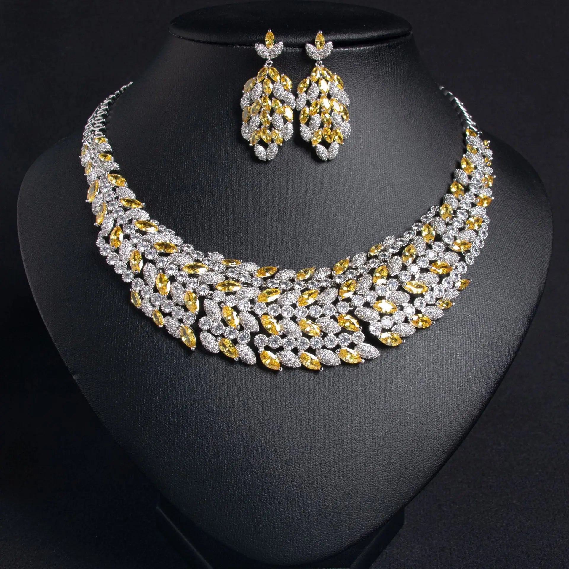 Cluster Statement Gold Crystal Bridal Jewelry Set Jewelry Set JW035 Sheer Fairy