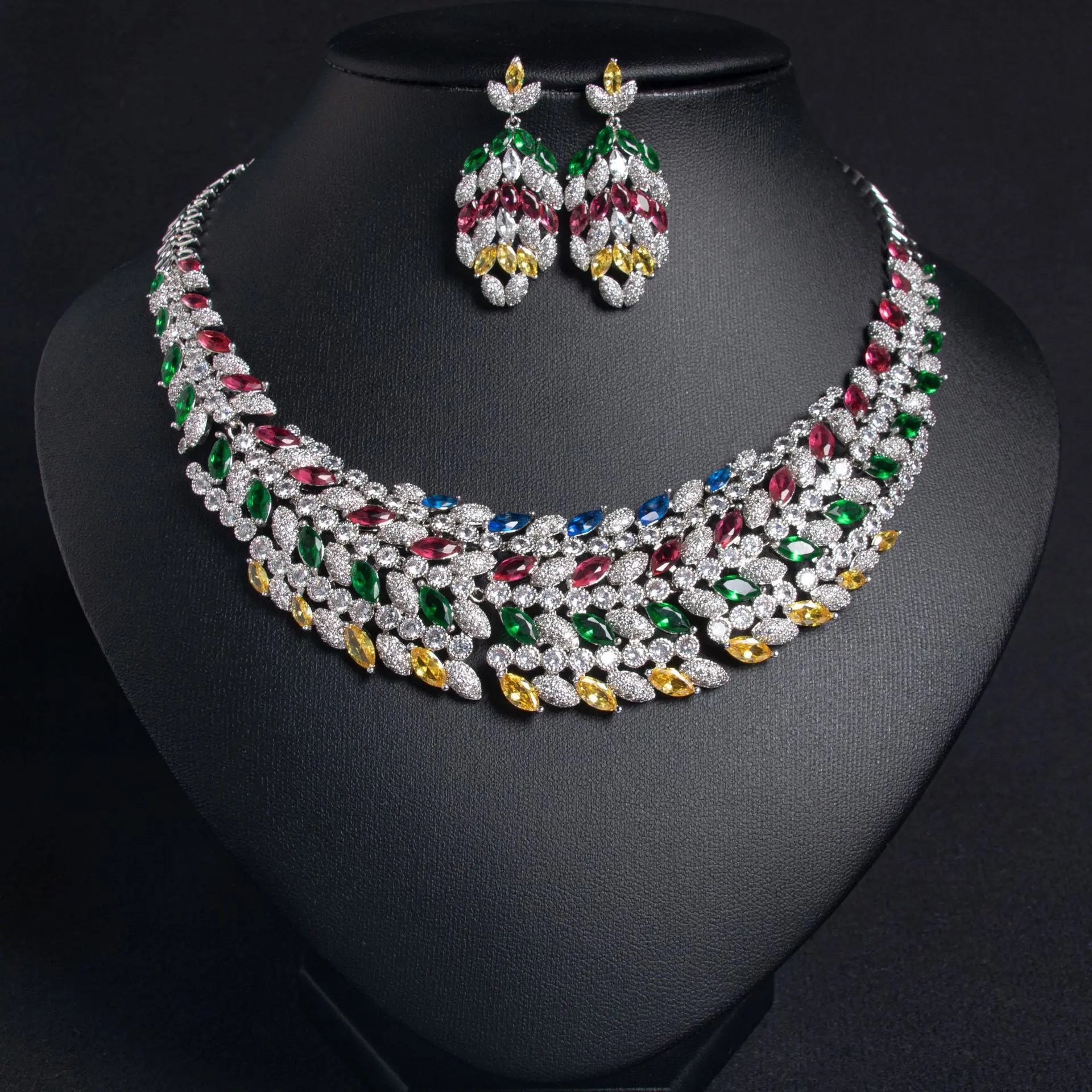 Cluster Statement Gold Crystal Bridal Jewelry Set Jewelry Set JW035 Sheer Fairy