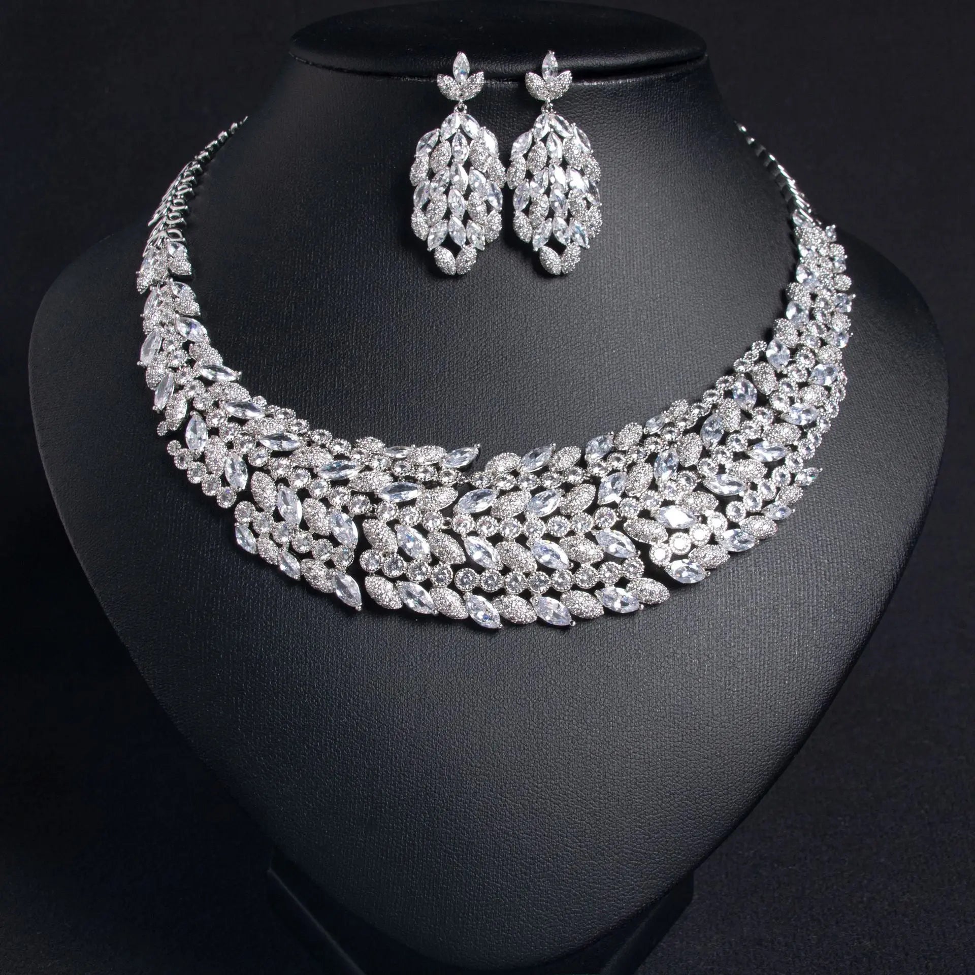 Cluster Statement Gold Crystal Bridal Jewelry Set Jewelry Set JW035 Sheer Fairy