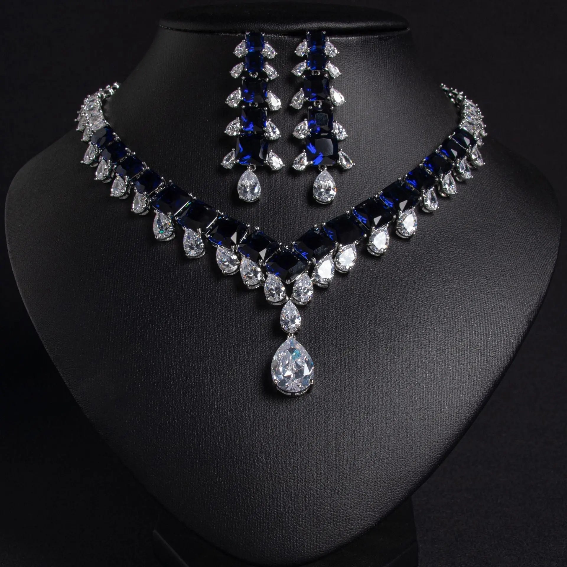 Red Crystal Bridal V-Shaped Jewelry Set JW036 Sheer Fairy