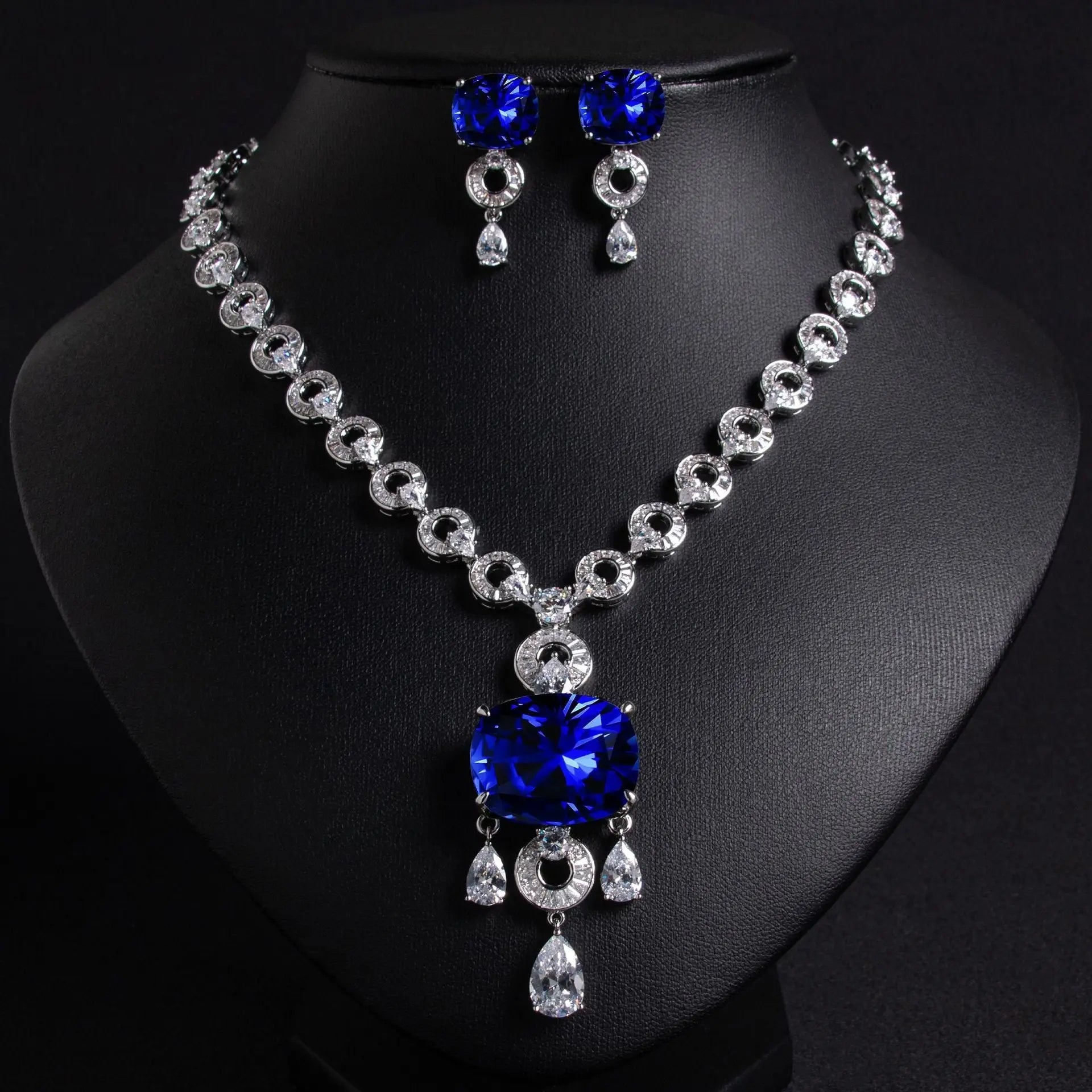 Exaggerated Unique Silver Crystal Bridal Jewelry Set JW037 Sheer Fairy
