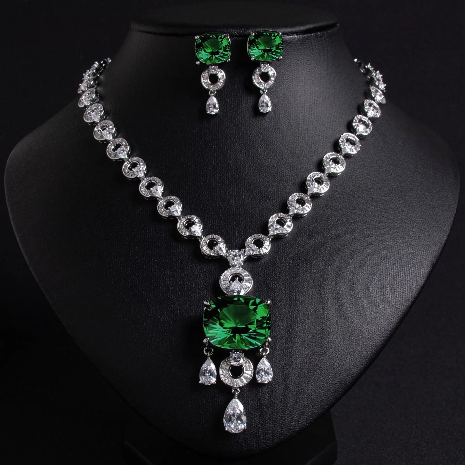 Exaggerated Unique Silver Crystal Bridal Jewelry Set JW037 Sheer Fairy