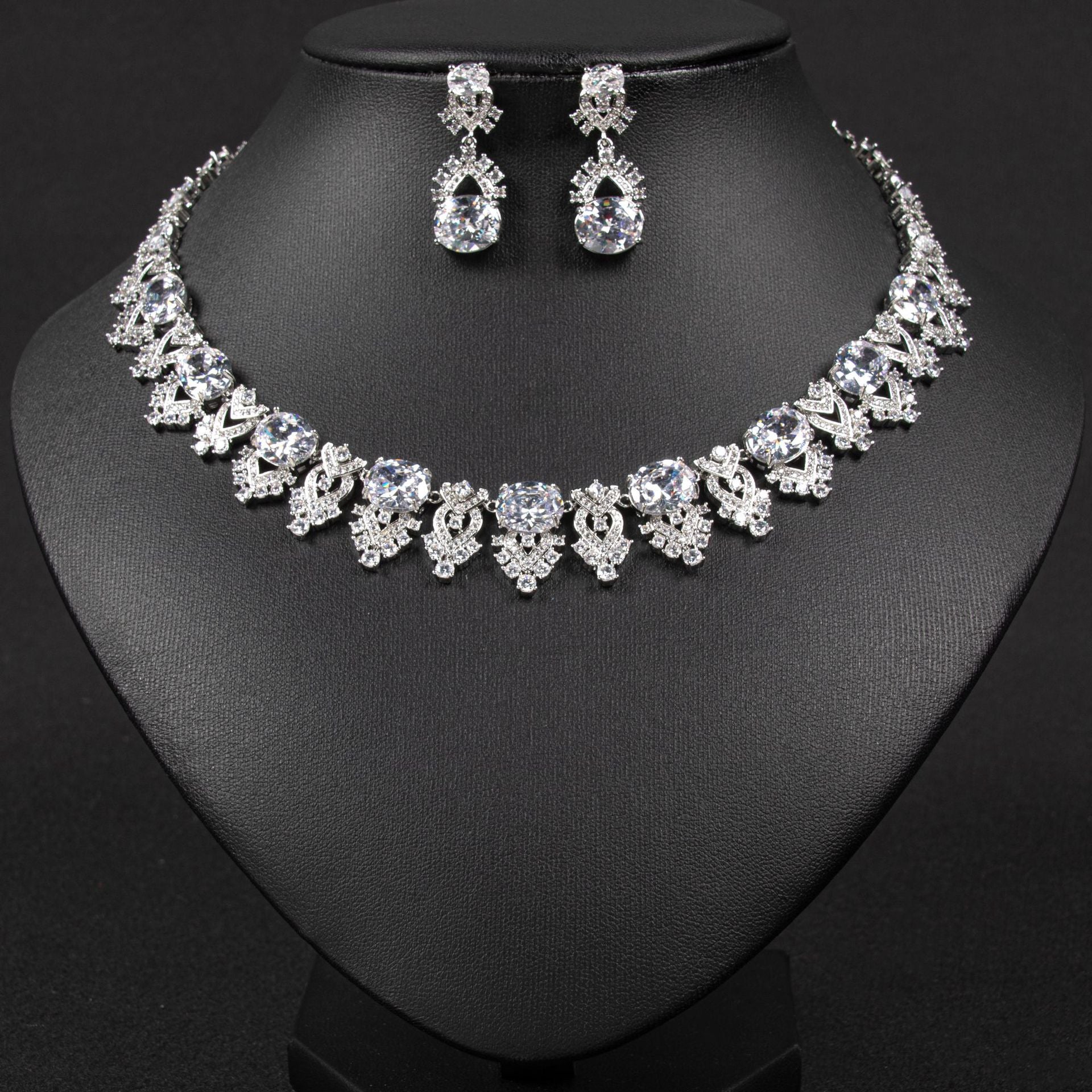 Luxury Crystal Statement Necklace & Earrings Jewelry Set JW041 Sheer Fairy