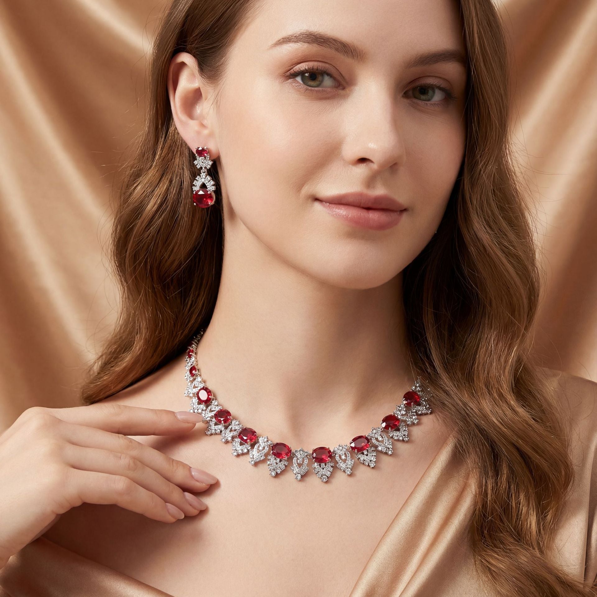 Luxury Crystal Statement Necklace & Earrings Jewelry Set JW041 Sheer Fairy