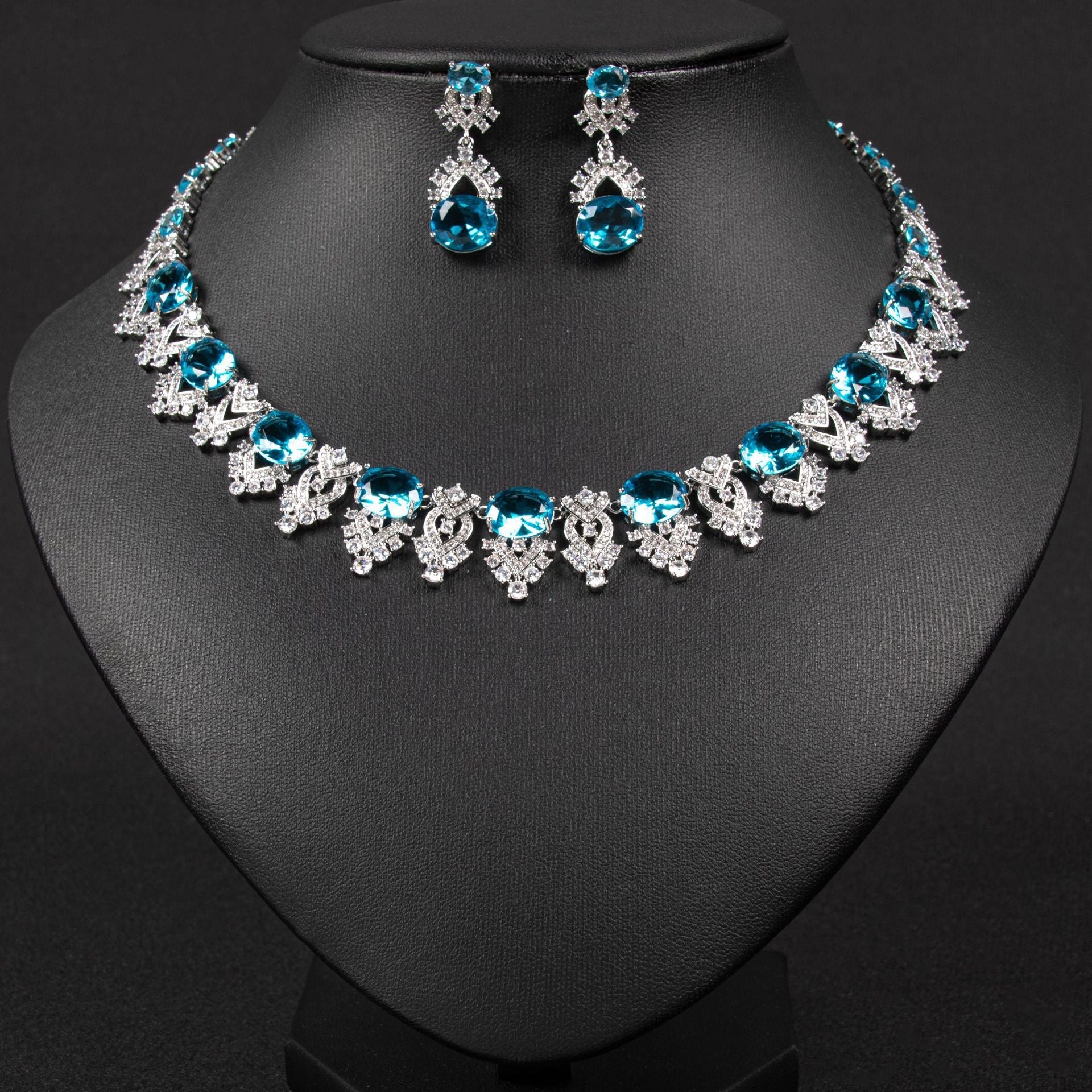 Luxury Crystal Statement Necklace & Earrings Jewelry Set JW041 Sheer Fairy