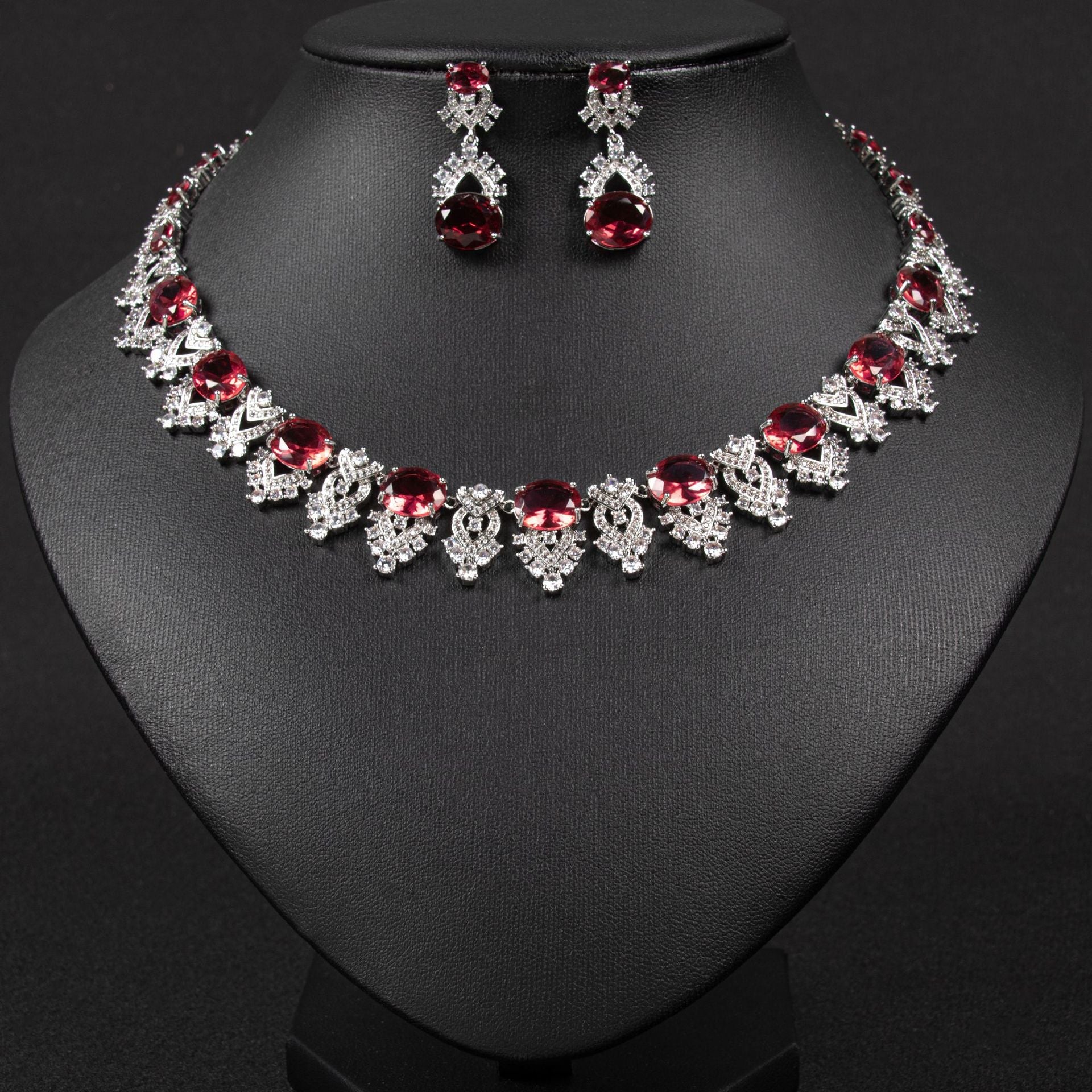 Luxury Crystal Statement Necklace & Earrings Jewelry Set JW041 Sheer Fairy