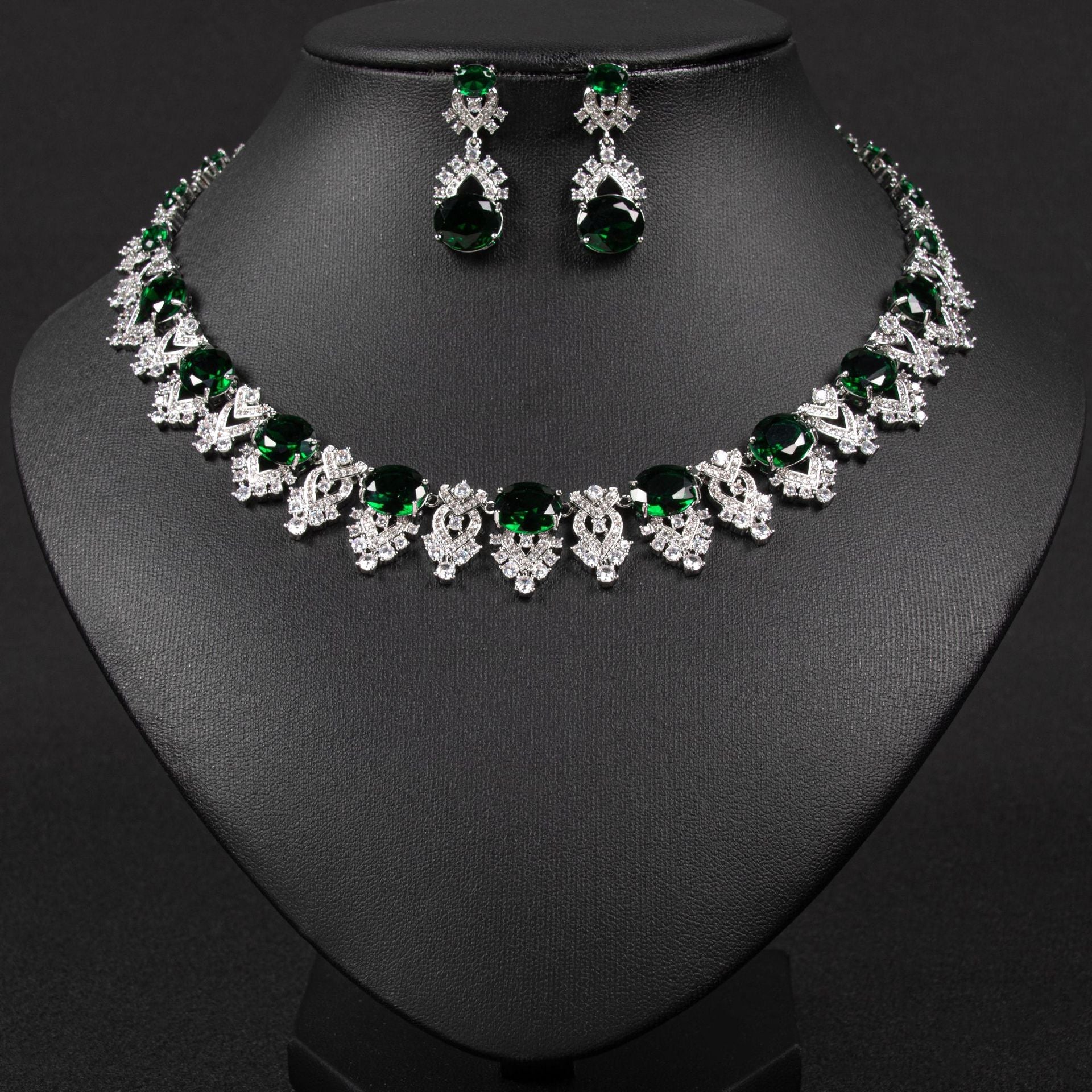 Luxury Crystal Statement Necklace & Earrings Jewelry Set JW041 Sheer Fairy